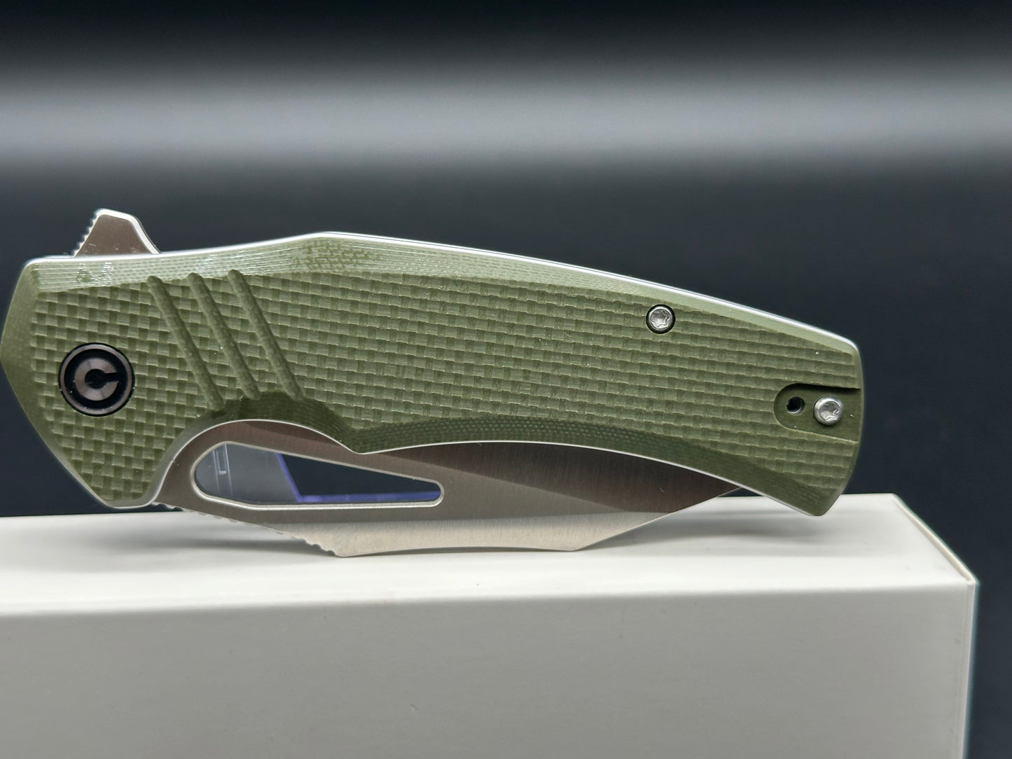 CIVIVI BULLTUSK FOLDING KNIFE OD GREEN COARSE G10 HANDLE 14C28N CLIP POINT PLAIN EDGE SATIN