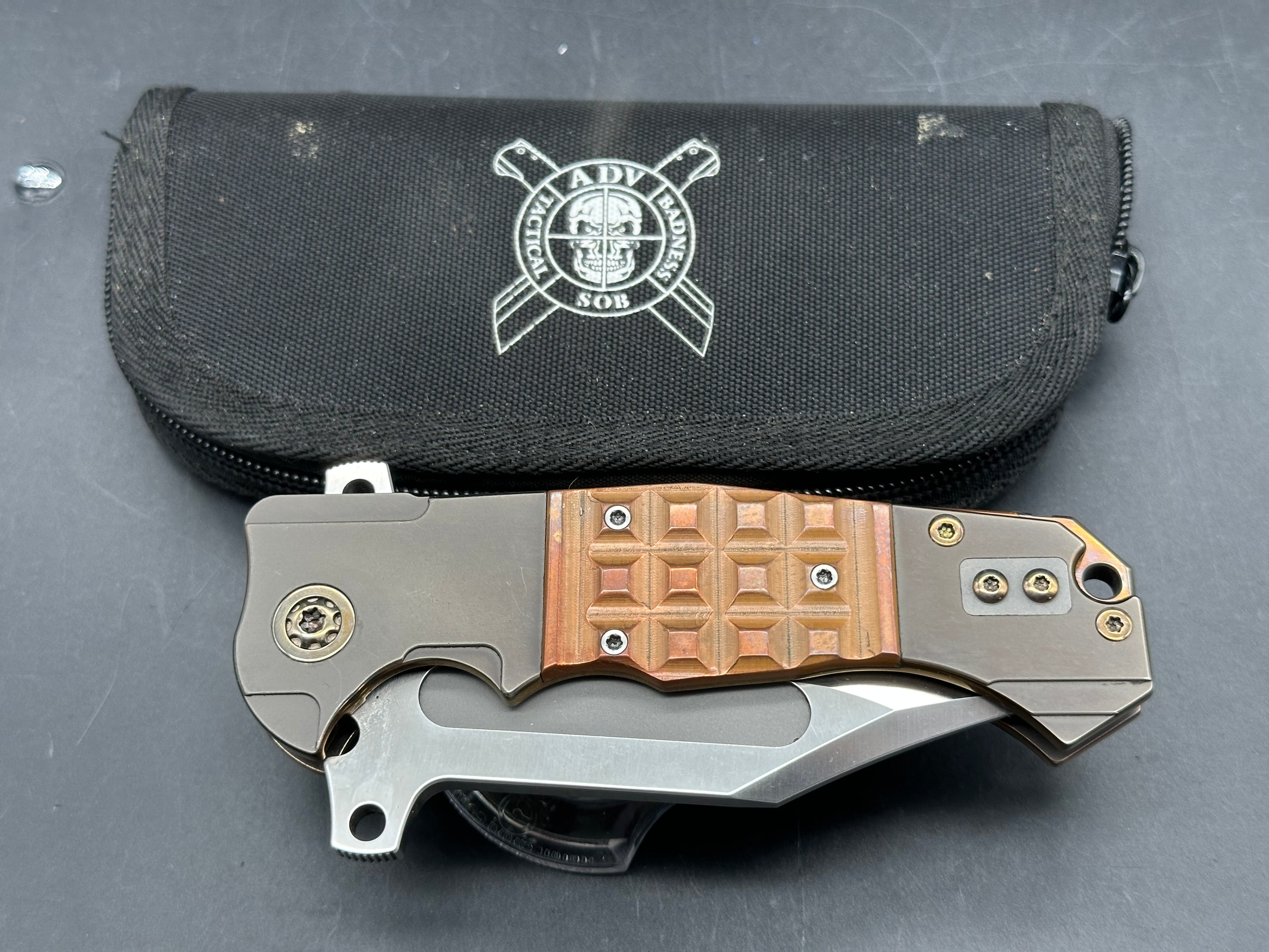 Andre De Villiers ADV Badlands Bowie copper inlay & back spacer - version 1 with deeper belly- one of one