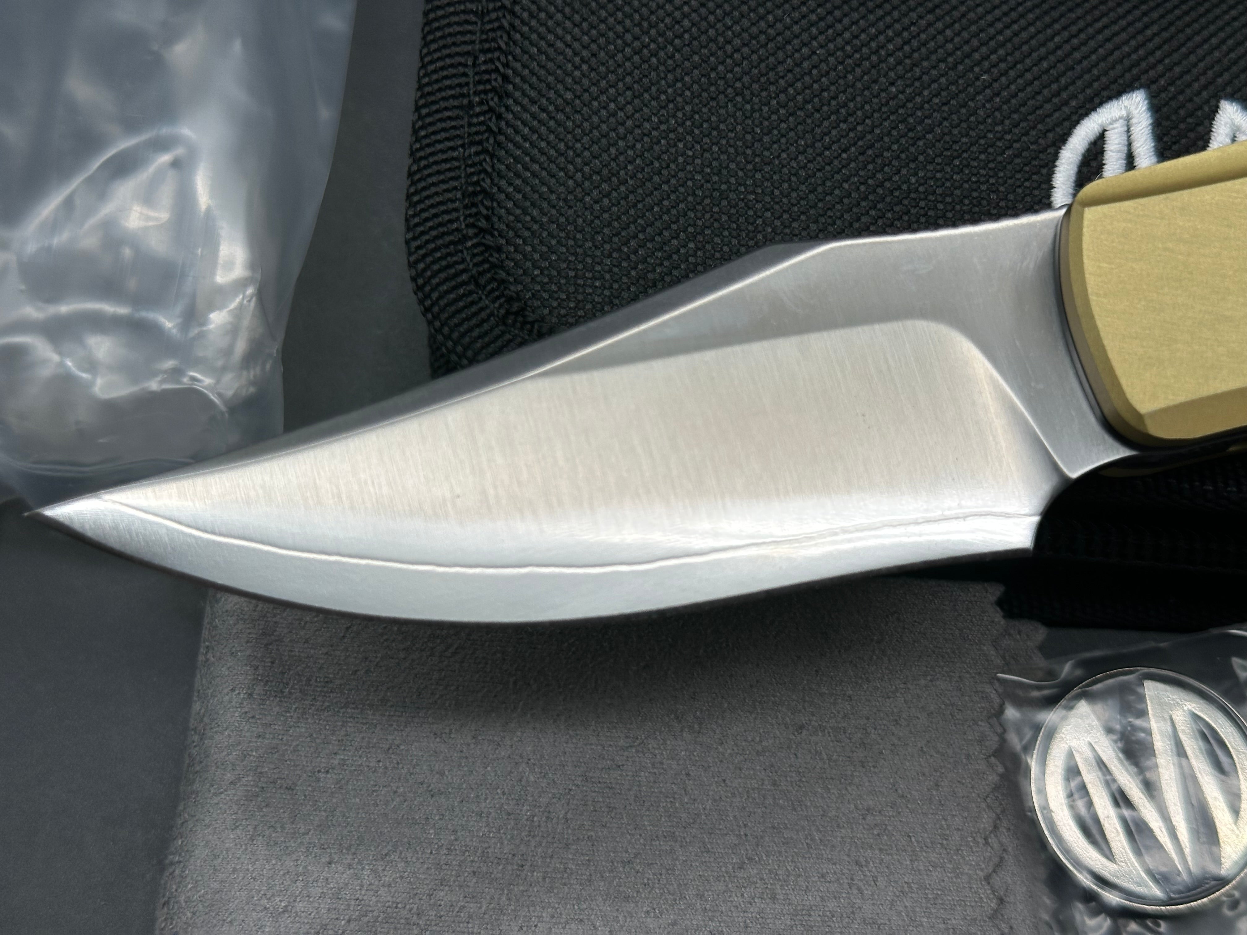 Molsect OLDFASHIONED -SLD STEEL LINER LOCK POCKET KNIFE BRASS FINISH ALUMINUM + EBONY WOOD