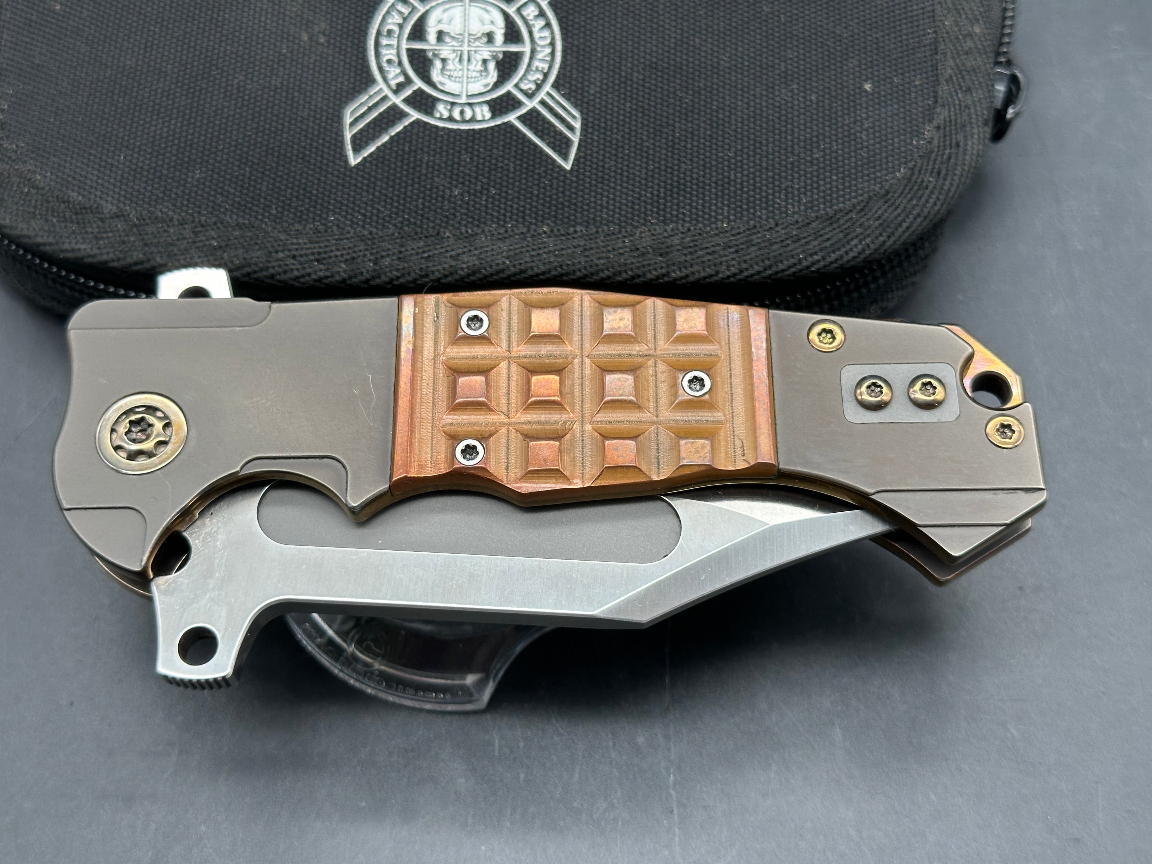 Andre De Villiers ADV Badlands Bowie copper inlay & back spacer - version 1 with deeper belly- one of one