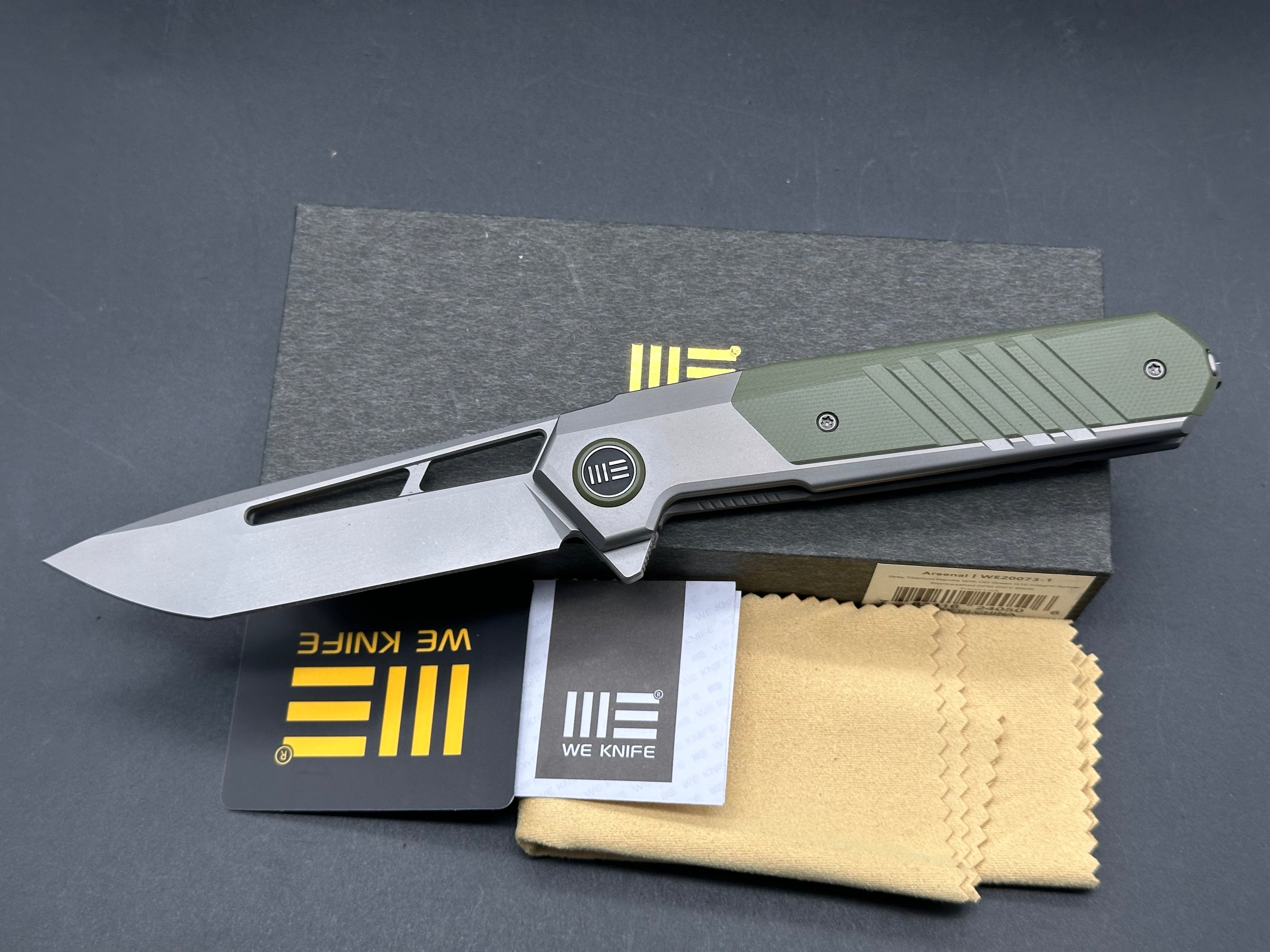 WE KNIFE Arsenal Flipper Knife Titanium & G10 Handle (3.56" CPM 20CV Blade)