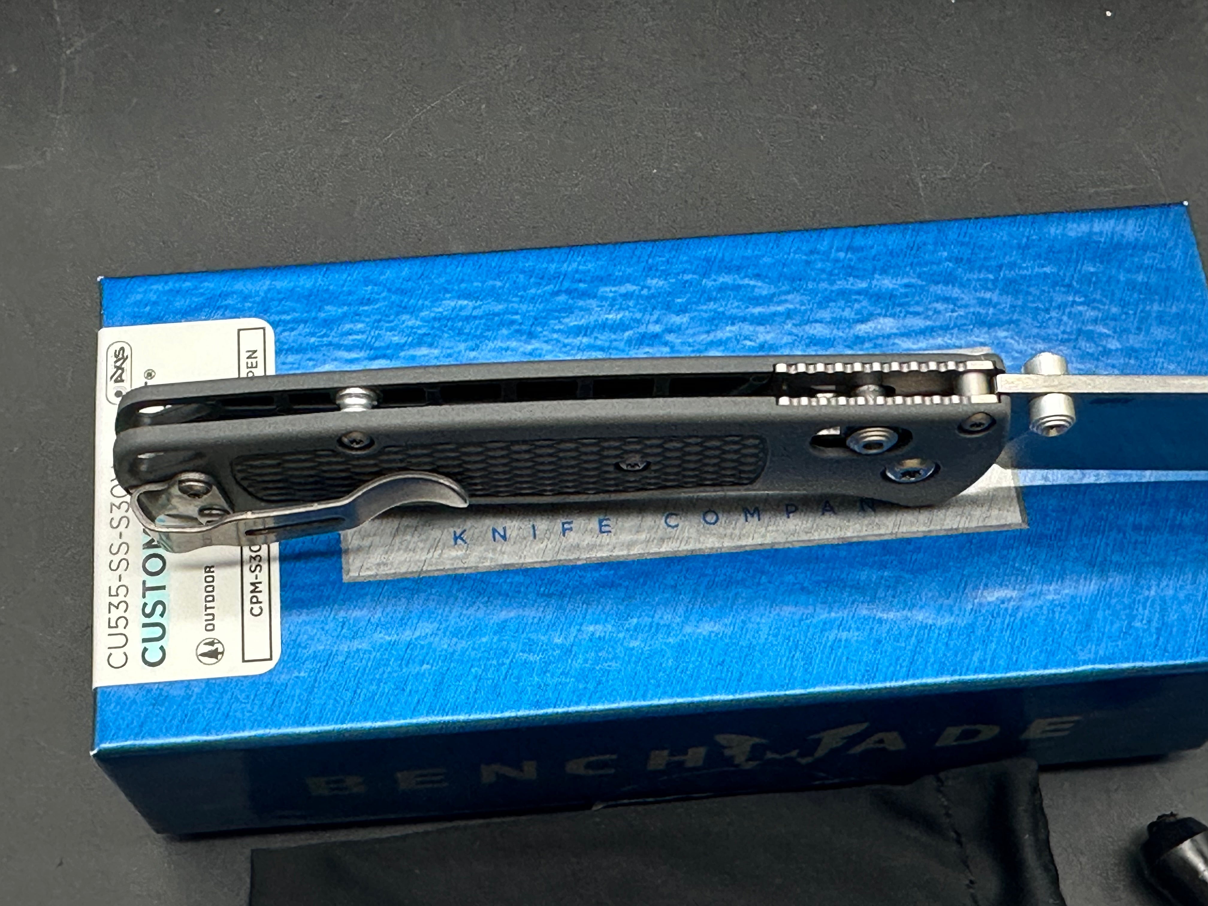 Benchmade Bugout-Custom 3.25" CPM S30V  Stonewash Blade with Dark Gray Grivory Scales