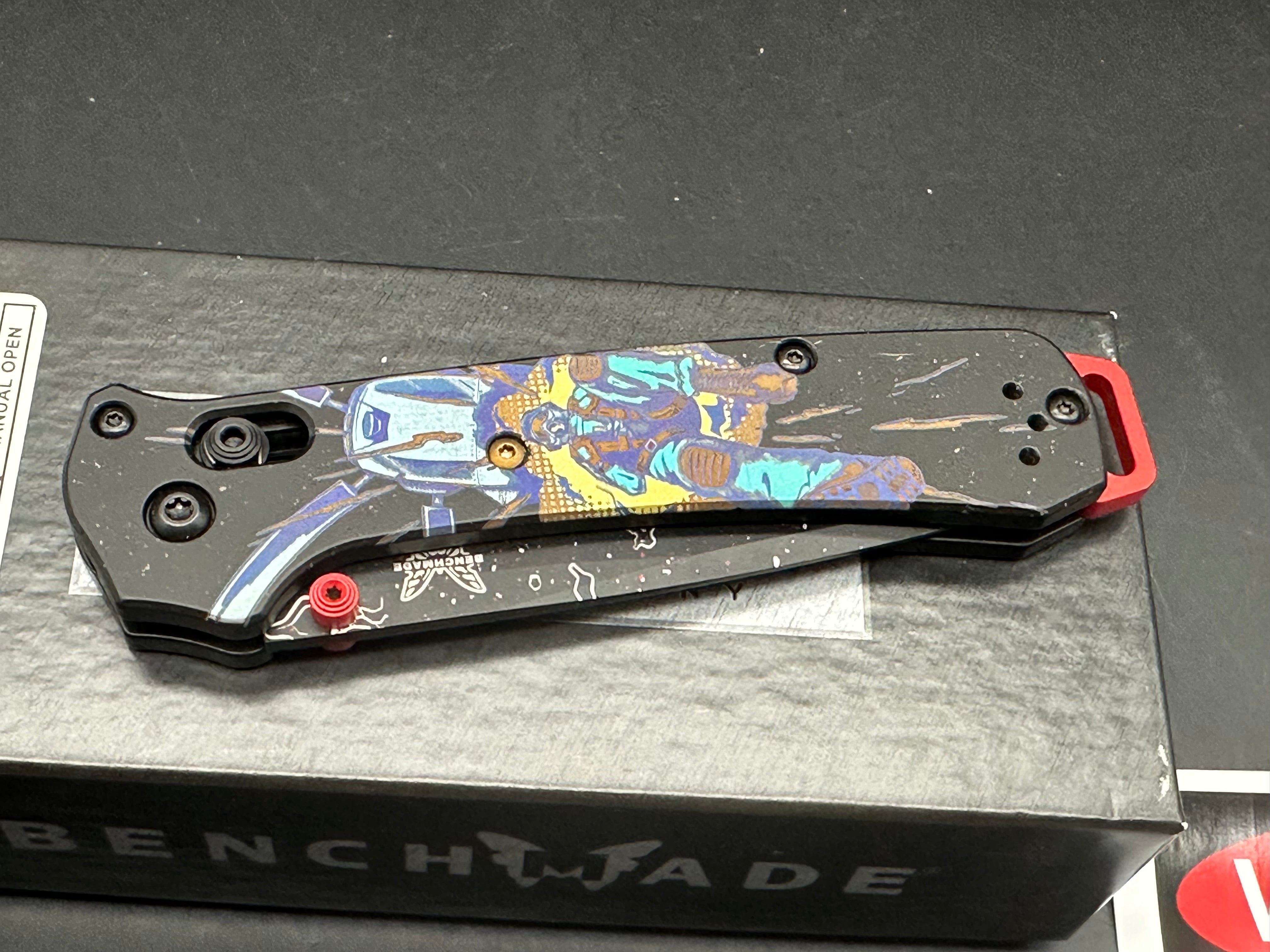 Benchmade ColorfulFilth Flame Out Bailout 3.38" RUD Black & Red Cerakote CPM-3V