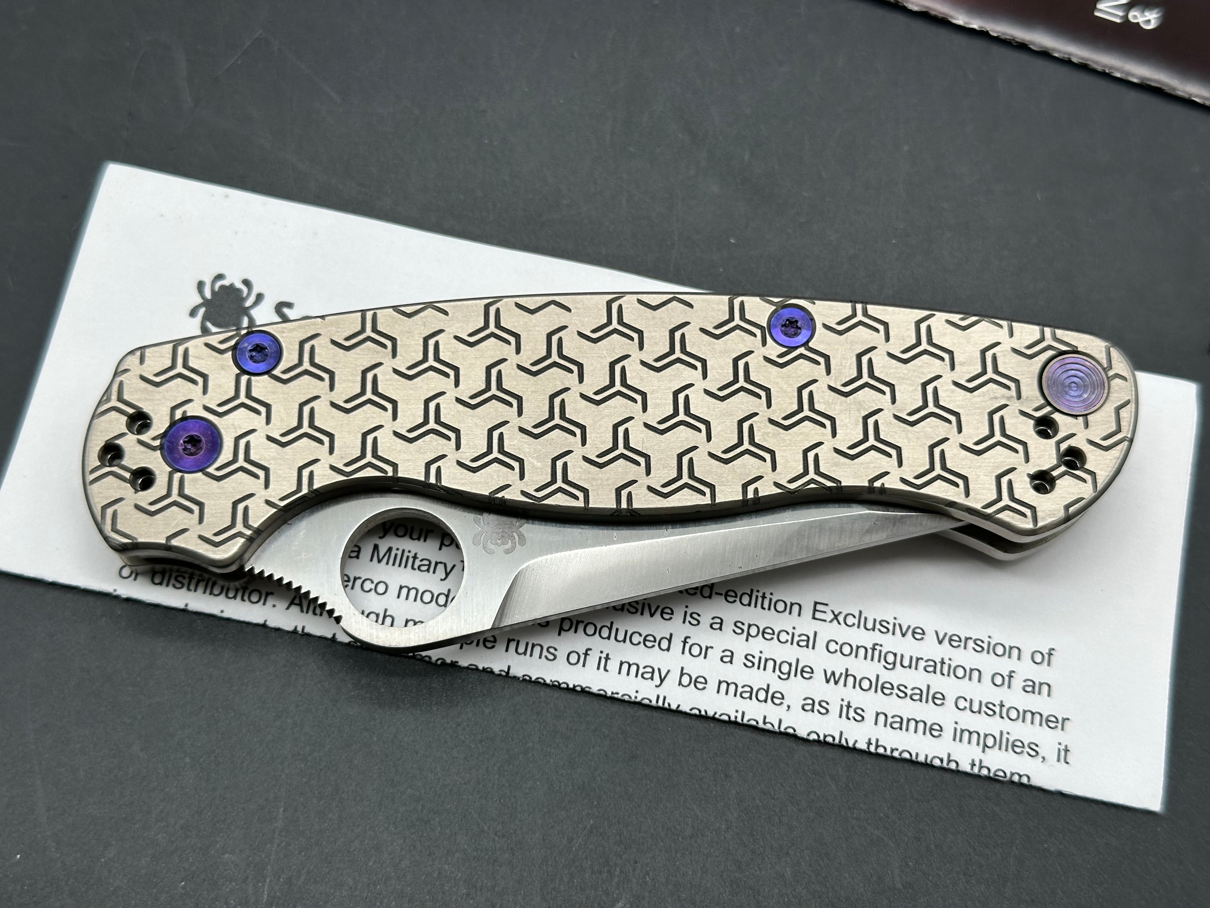Spyderco PM2 Tanto M4 steel, titanium scales, timascus clip