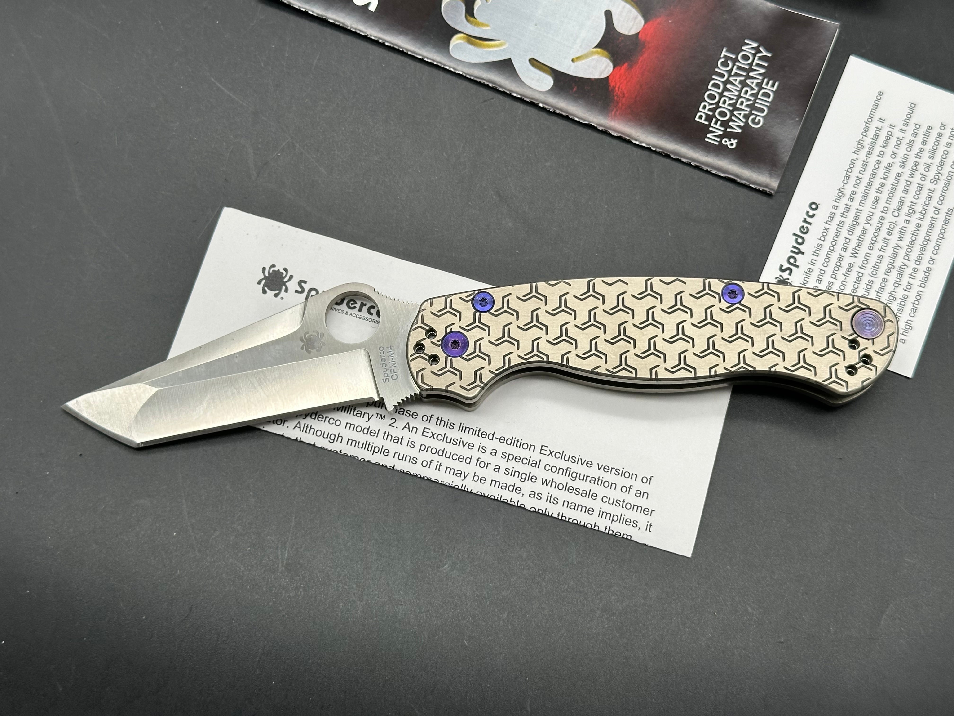 Spyderco PM2 Tanto M4 steel, titanium scales, timascus clip