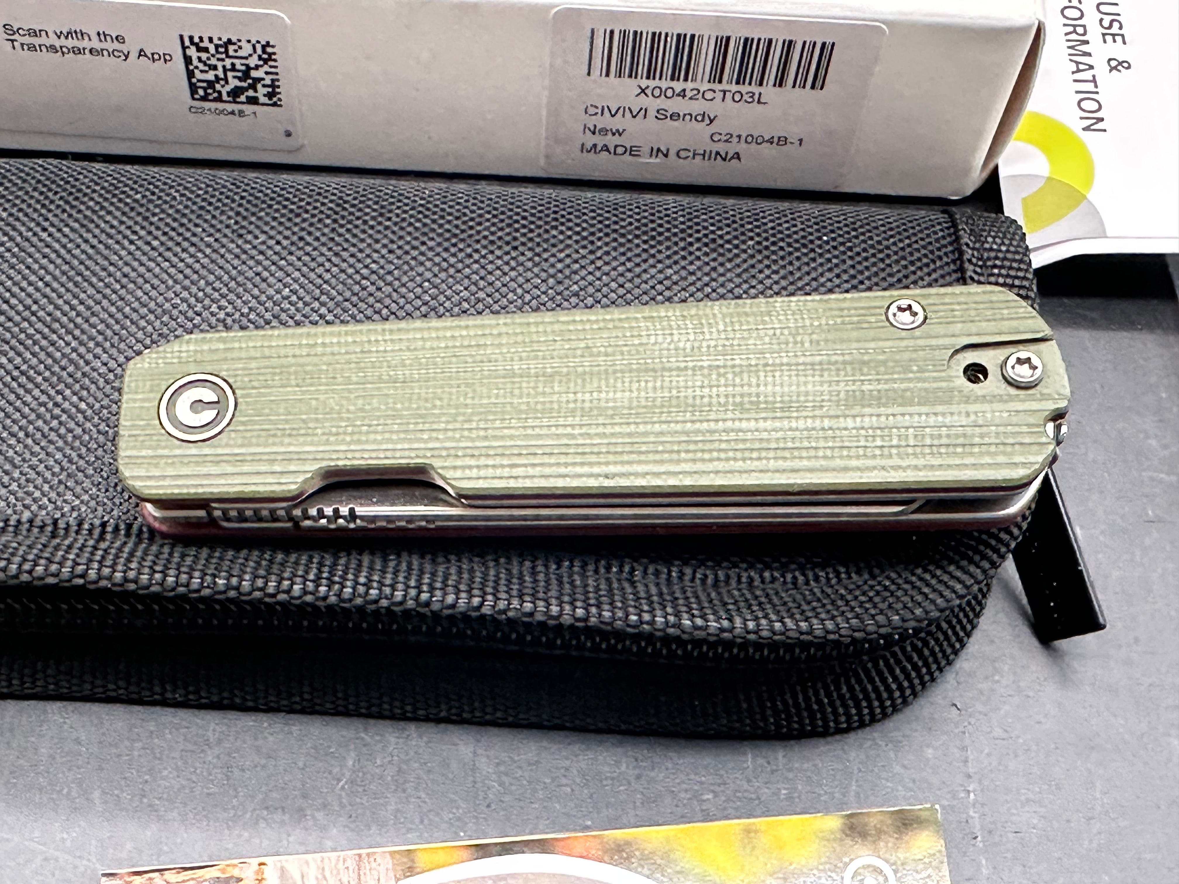 CIVIVI SENDY FOLDING KNIFE GREEN/RED G10 HANDLE NITRO-V SPEY POINT PLAIN EDGE SATIN FINISH