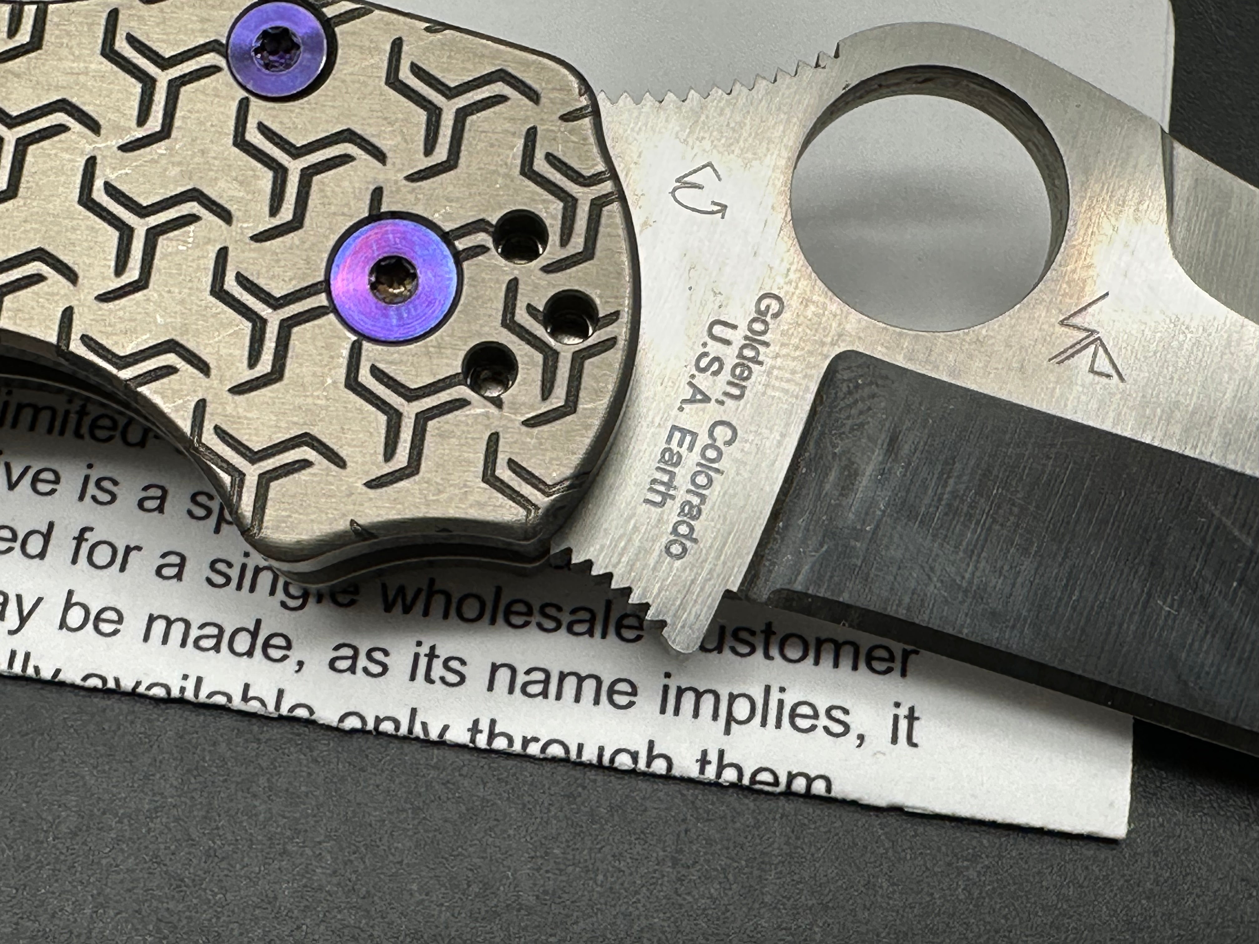 Spyderco PM2 Tanto M4 steel, titanium scales, timascus clip