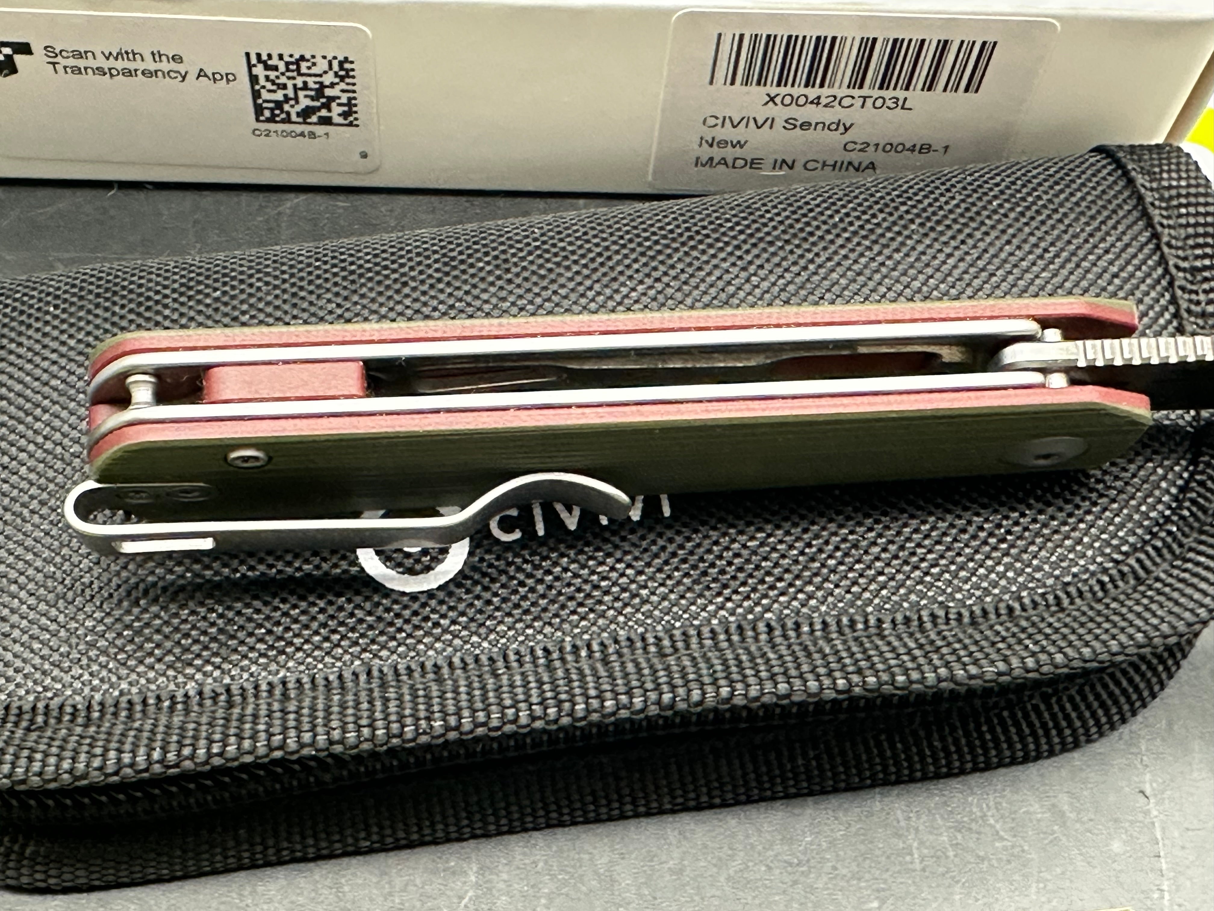 CIVIVI SENDY FOLDING KNIFE GREEN/RED G10 HANDLE NITRO-V SPEY POINT PLAIN EDGE SATIN FINISH