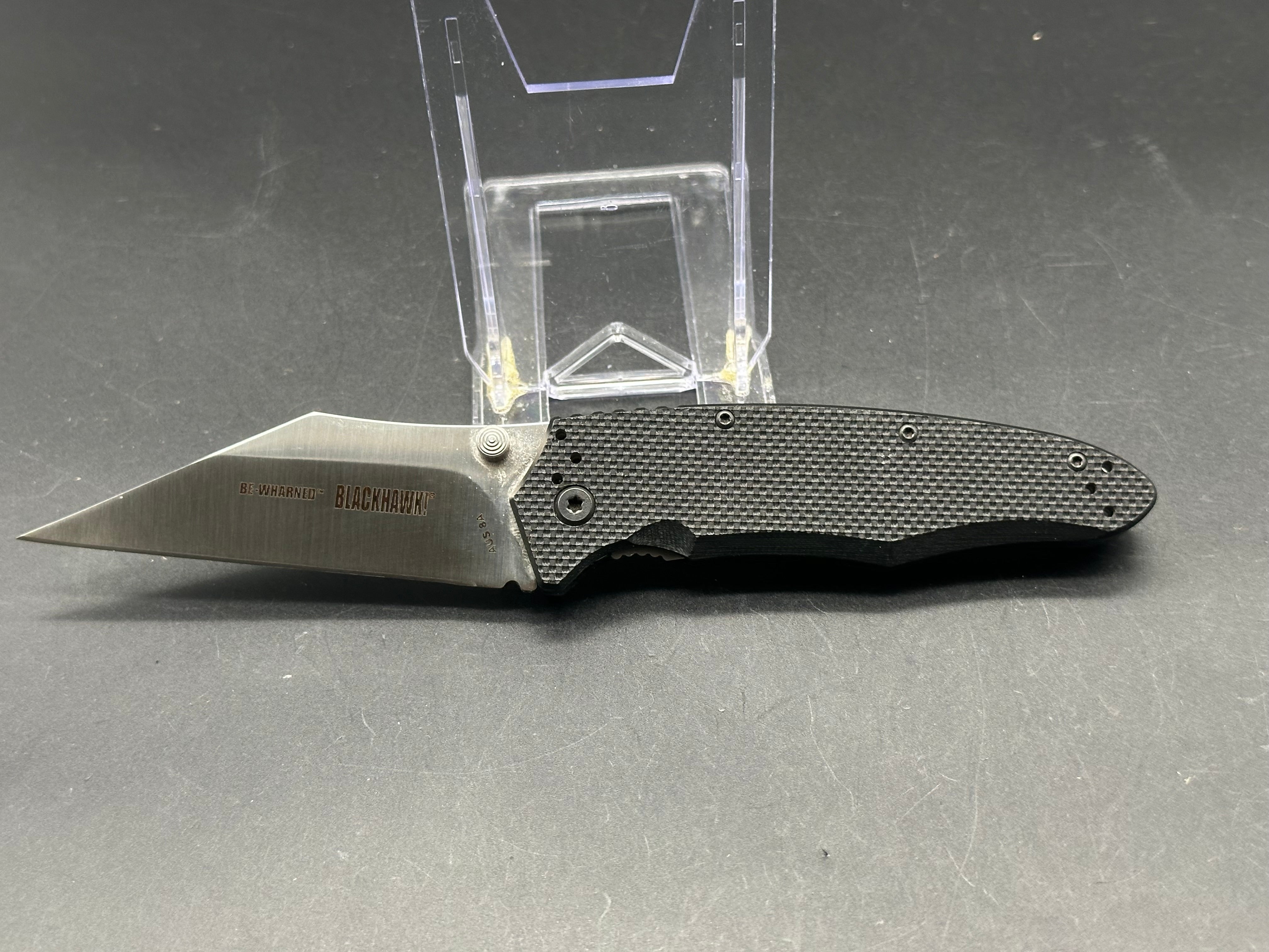 Blackhawk Be-Wharned black G10 handle and AUS8A blade