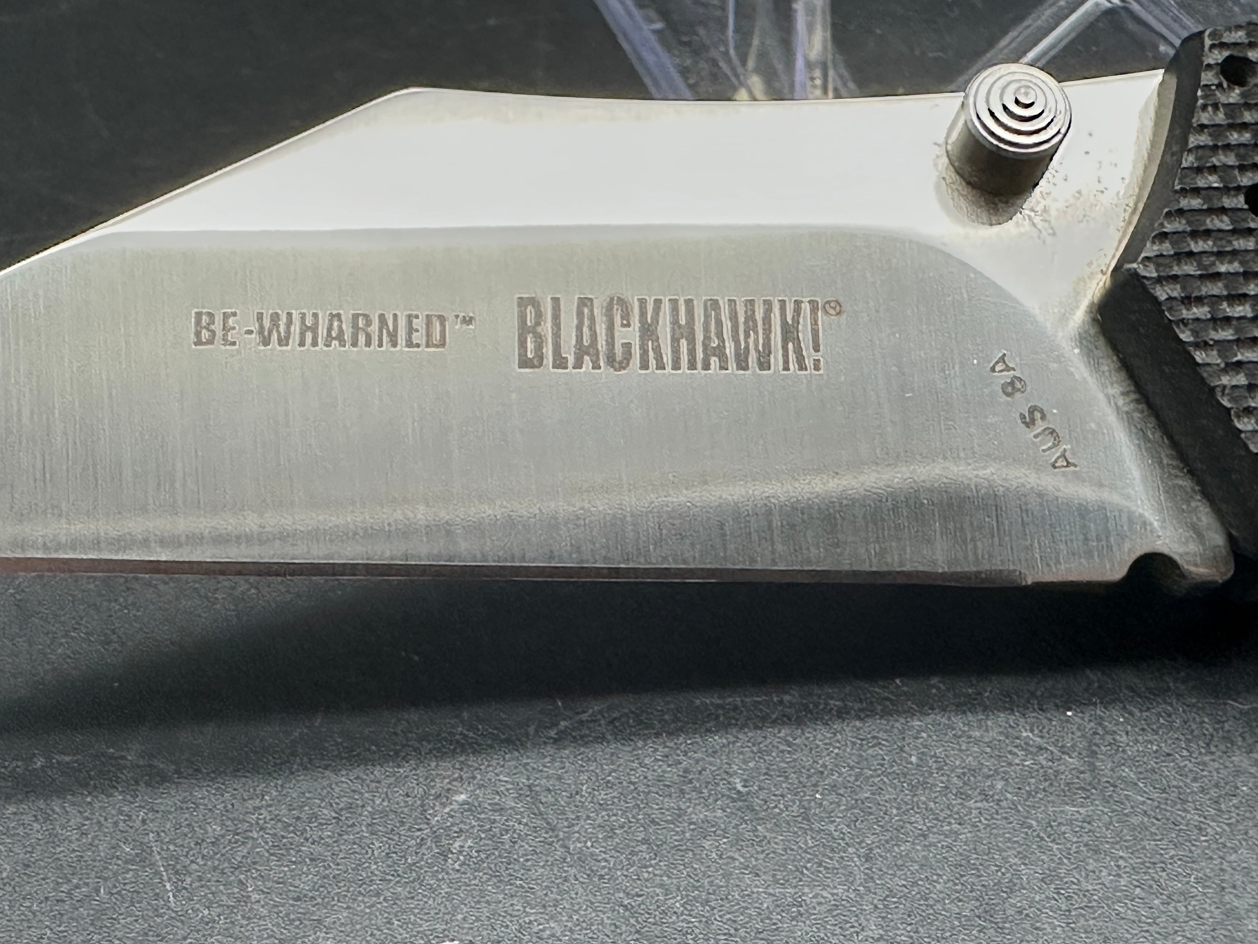 Blackhawk Be-Wharned black G10 handle and AUS8A blade