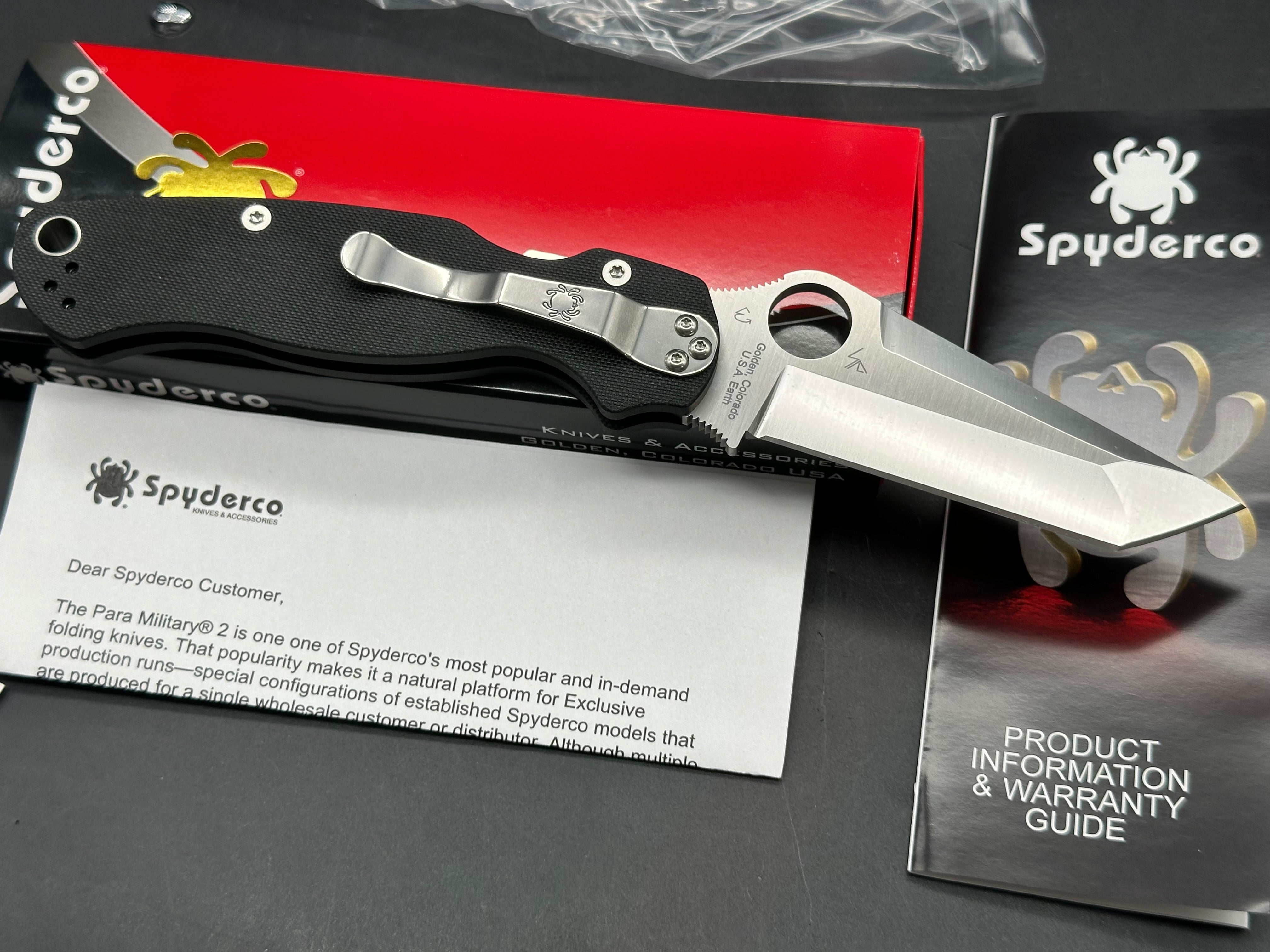 Spyderco Paramilitary 2 Exclusive Tanto Compression Lock Knife G-10 (3.4" Satin)
