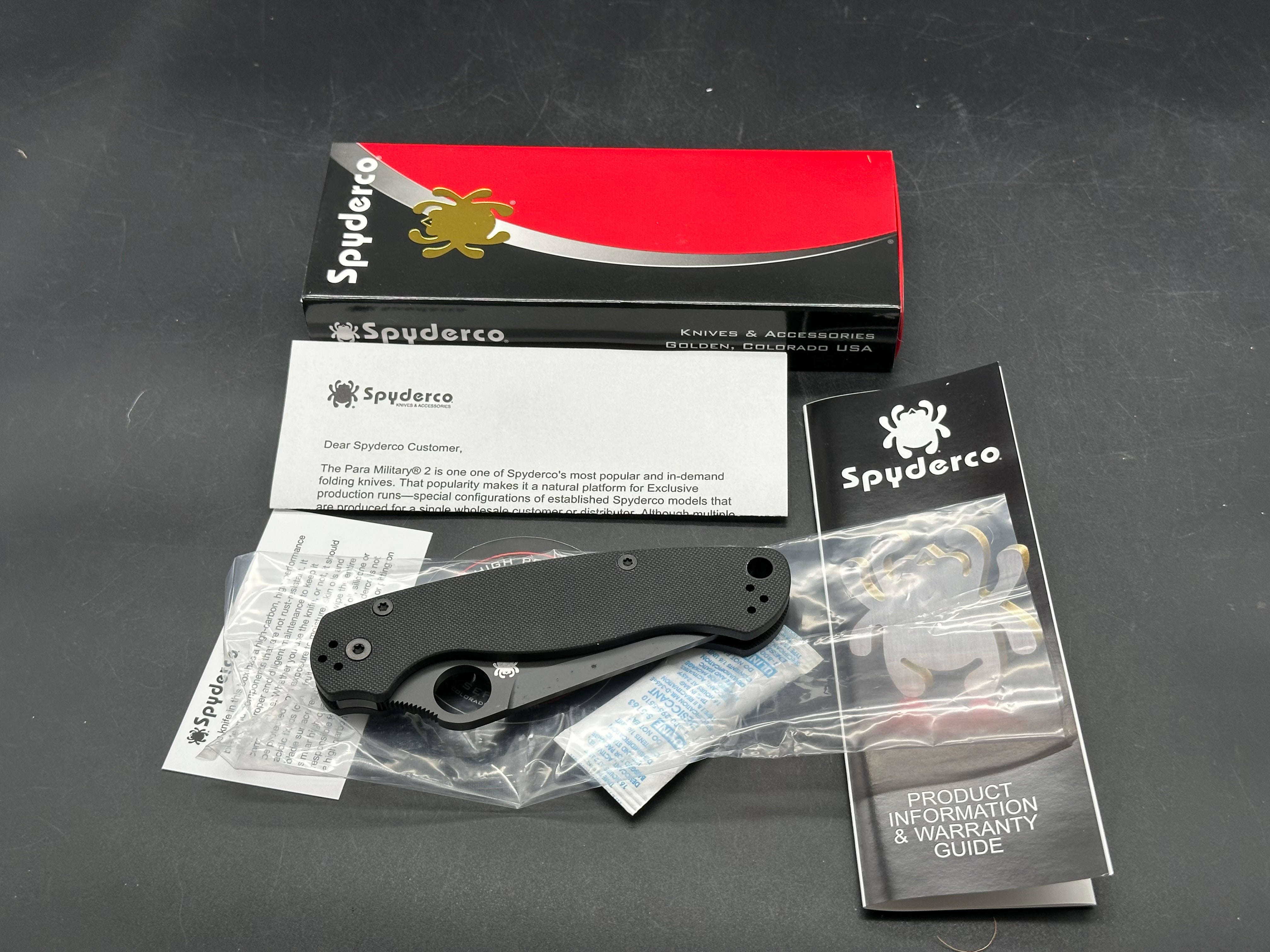 Spyderco Paramilitary 2 Tanto Compression Lock Knife Black G-10 (3.4" Black M4)