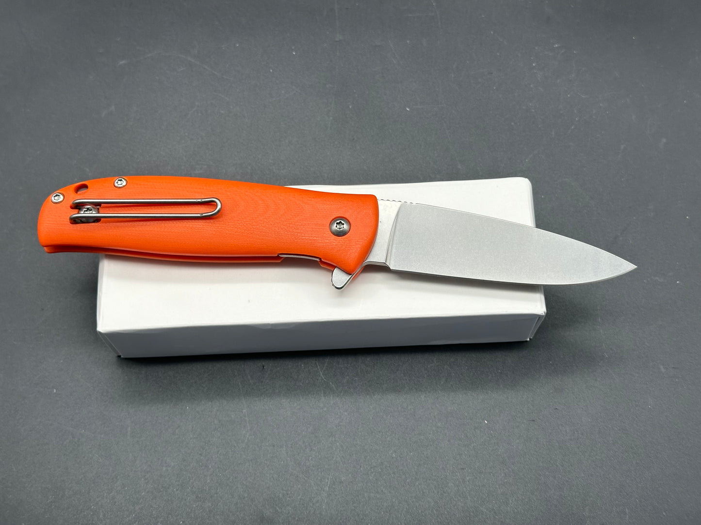 North Arm Skaha 2, 3.3" MagnaCut Blade with Orange G10 Handle (Serial #3212)