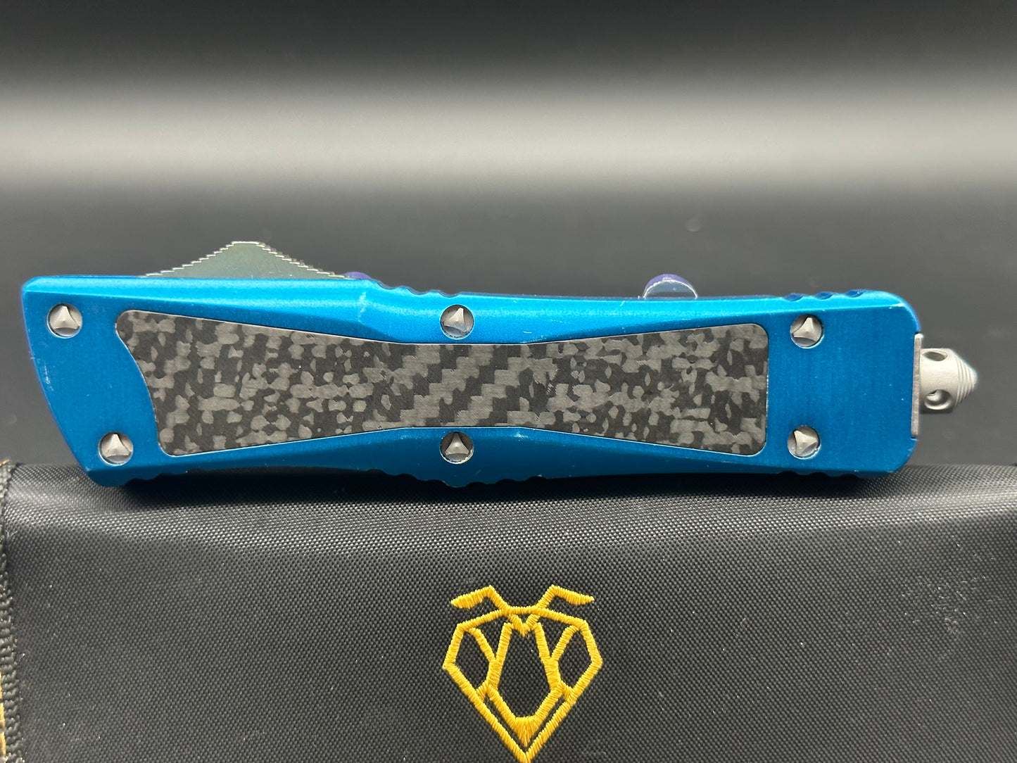 Vespa OTF blue aluminum/CF handle w/S35VN blade