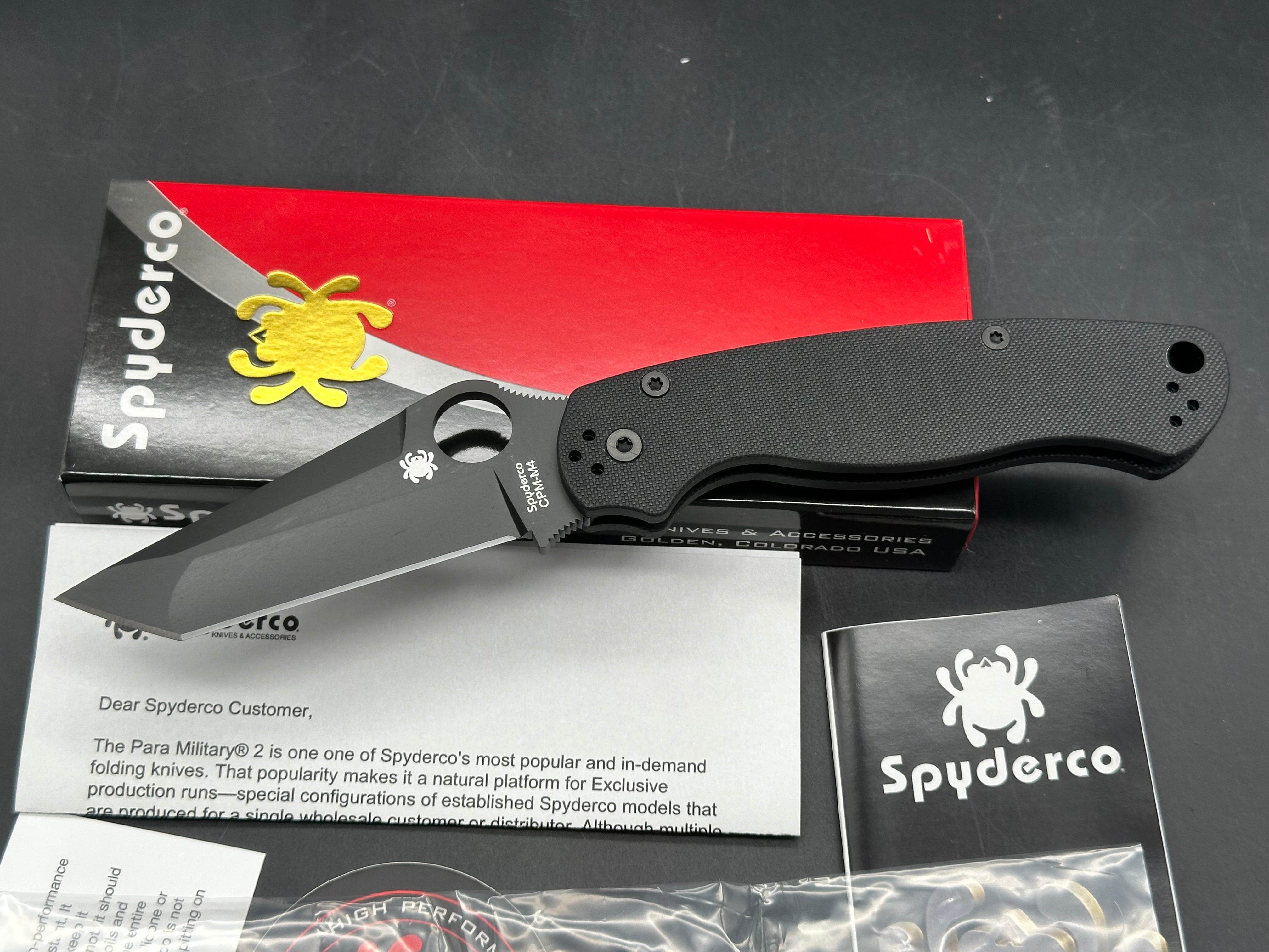 Spyderco Paramilitary 2 Tanto Compression Lock Knife Black G-10 (3.4" Black M4)