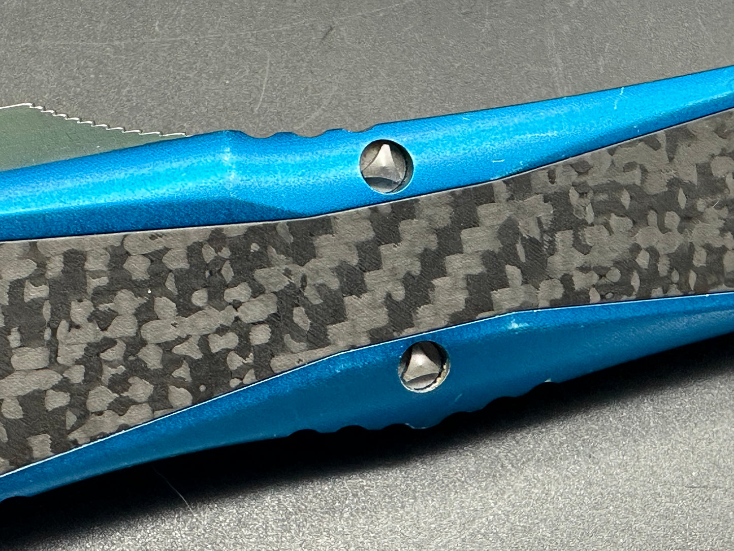 Vespa OTF blue aluminum/CF handle w/S35VN blade