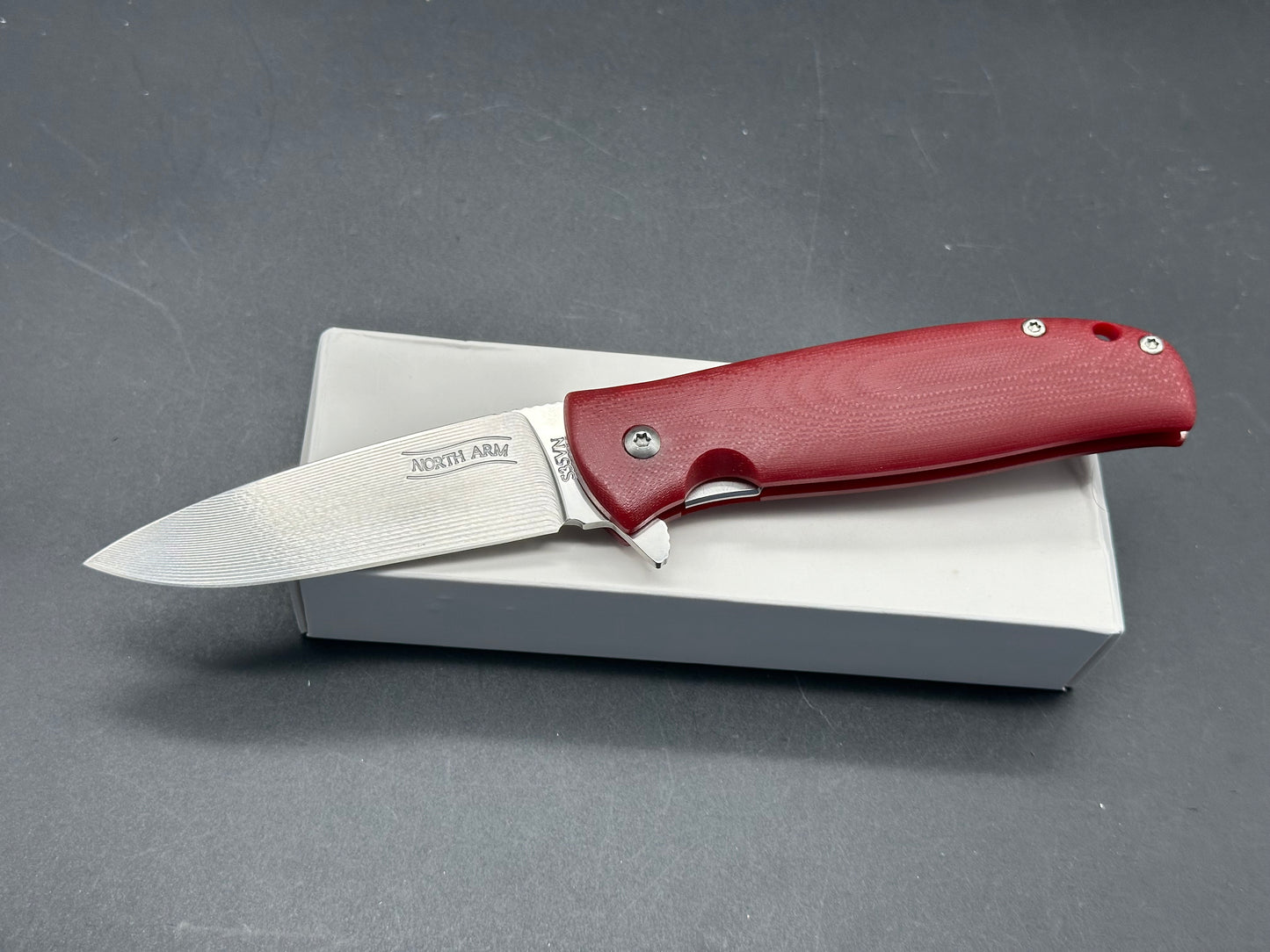 North Arm Skaha Original, 3.3" S35VN CNC Milled Blade with Red G10 Handle (10/16)