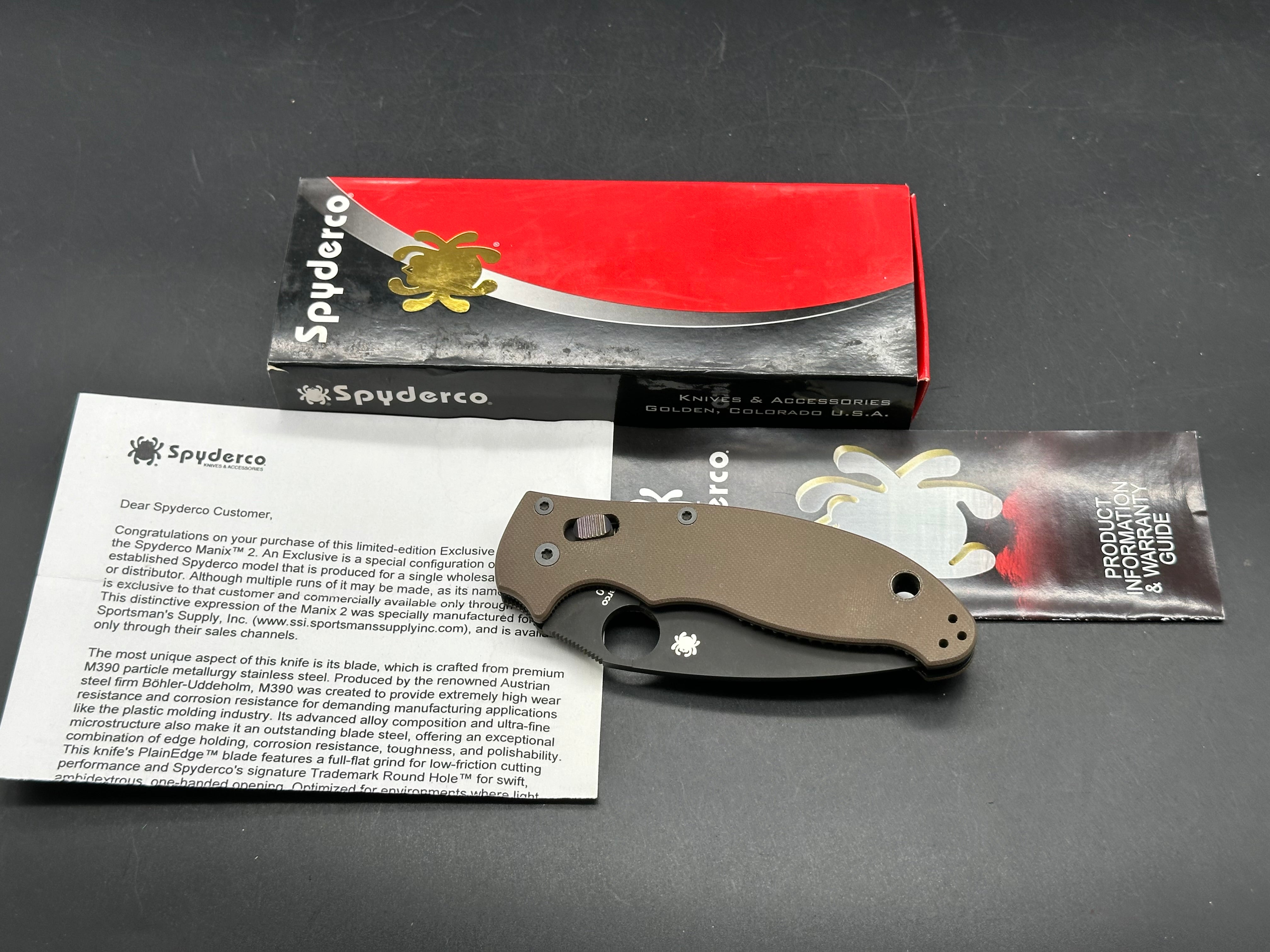 Spyderco Manix 2  brown G10 M390
