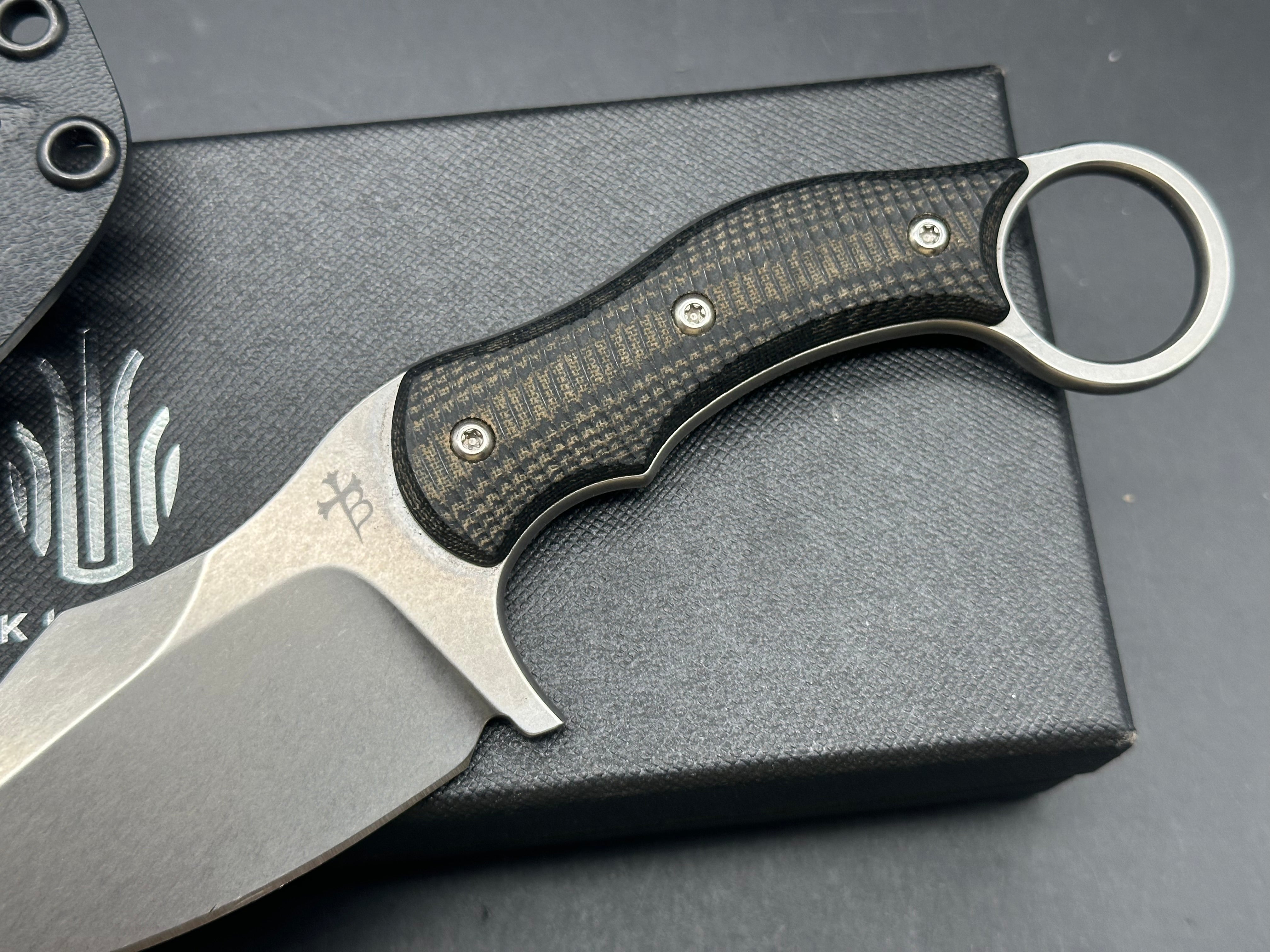 SRambit Stonewash 3.6" Blade w/ Micarta Handle