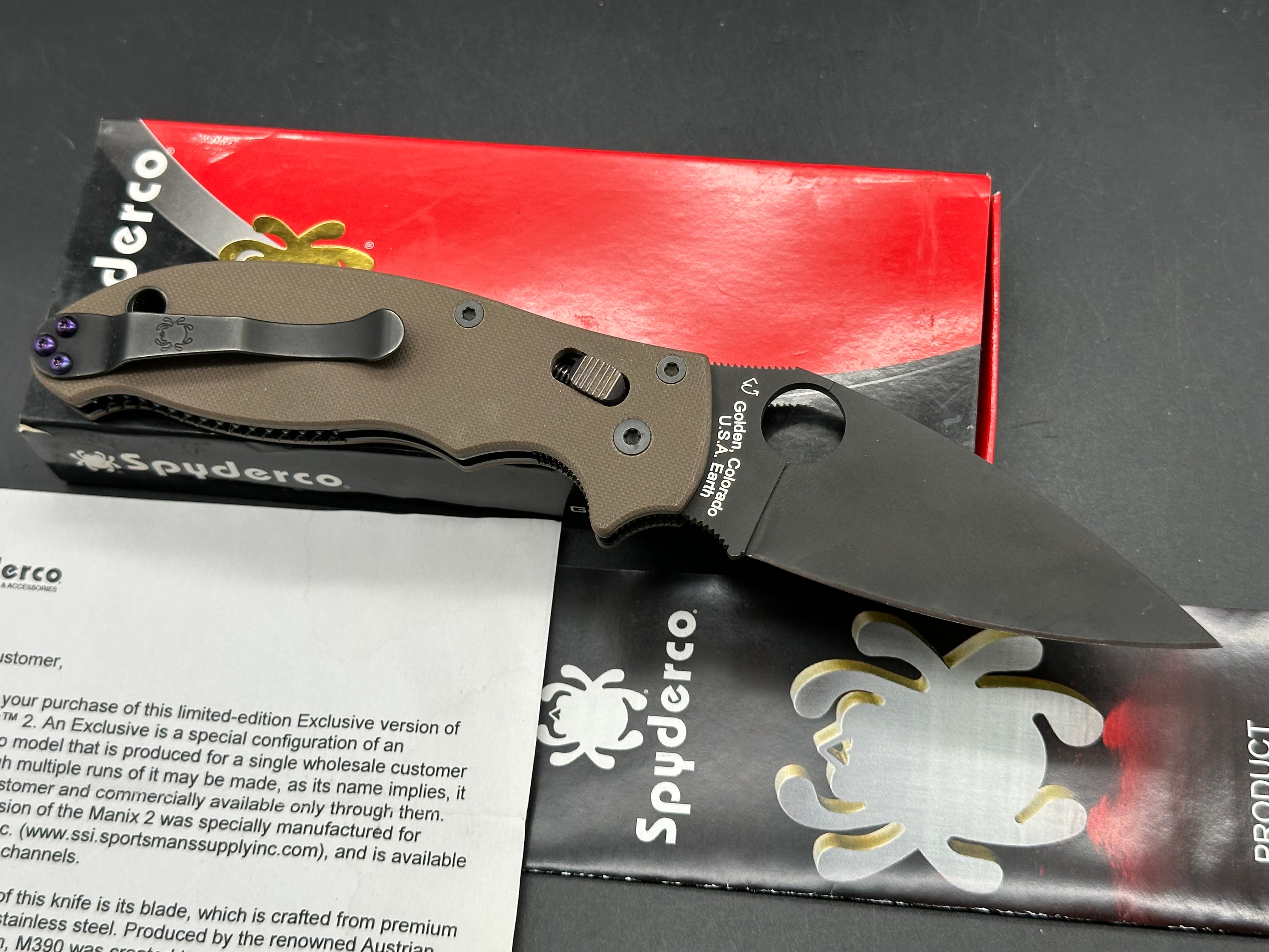 Spyderco Manix 2  brown G10 M390