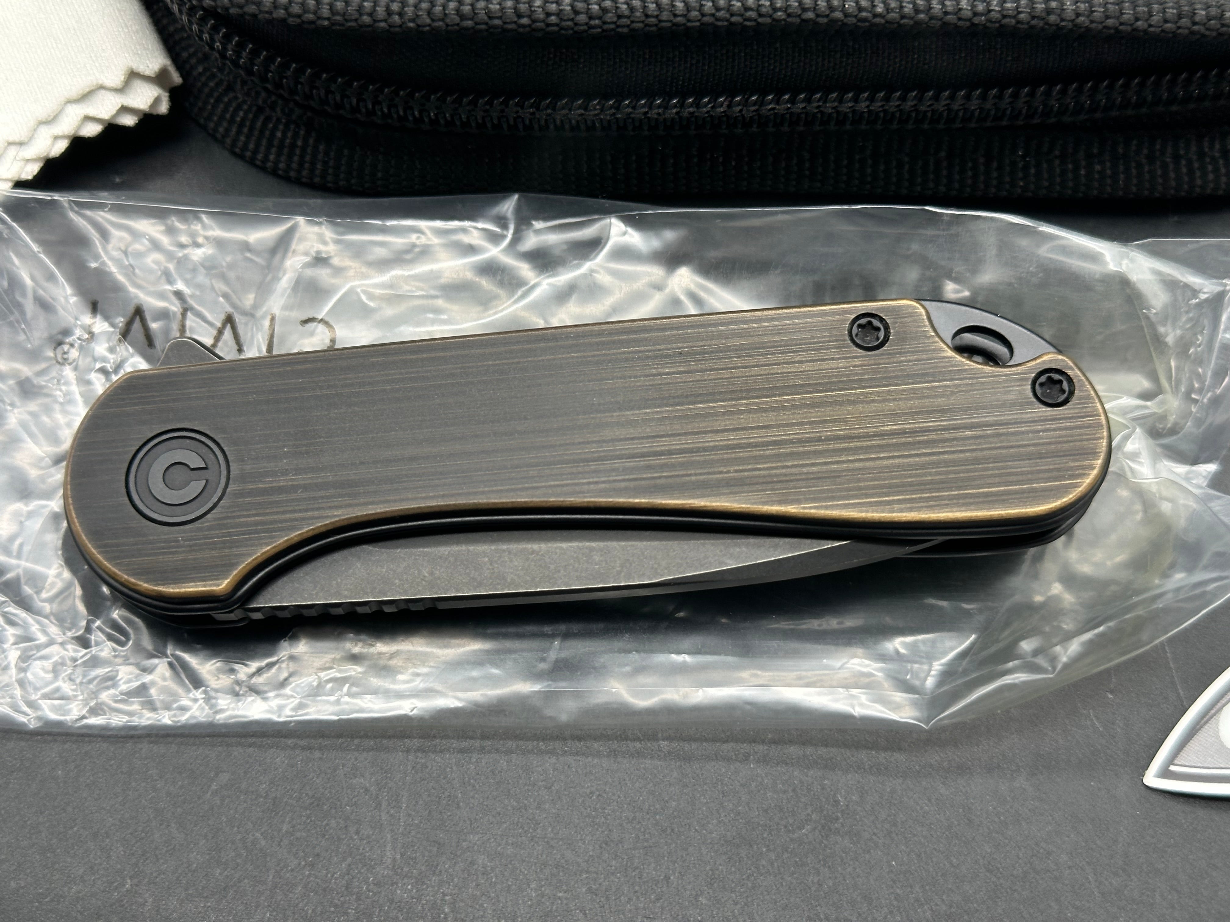 CIVIVI Elementum Liner Lock Knife Brass (2.9" Black Stonewash Tanto)