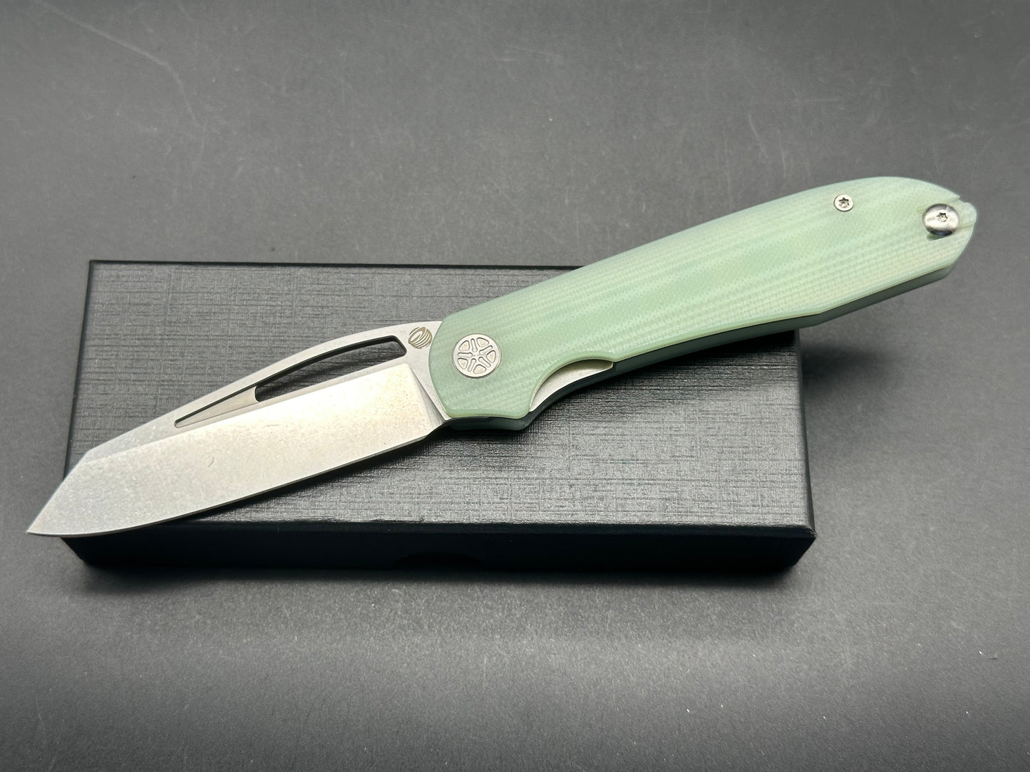 Tempest Pinion, 3.4" 14C28N Stonewash Blade with Natural G10 Handle