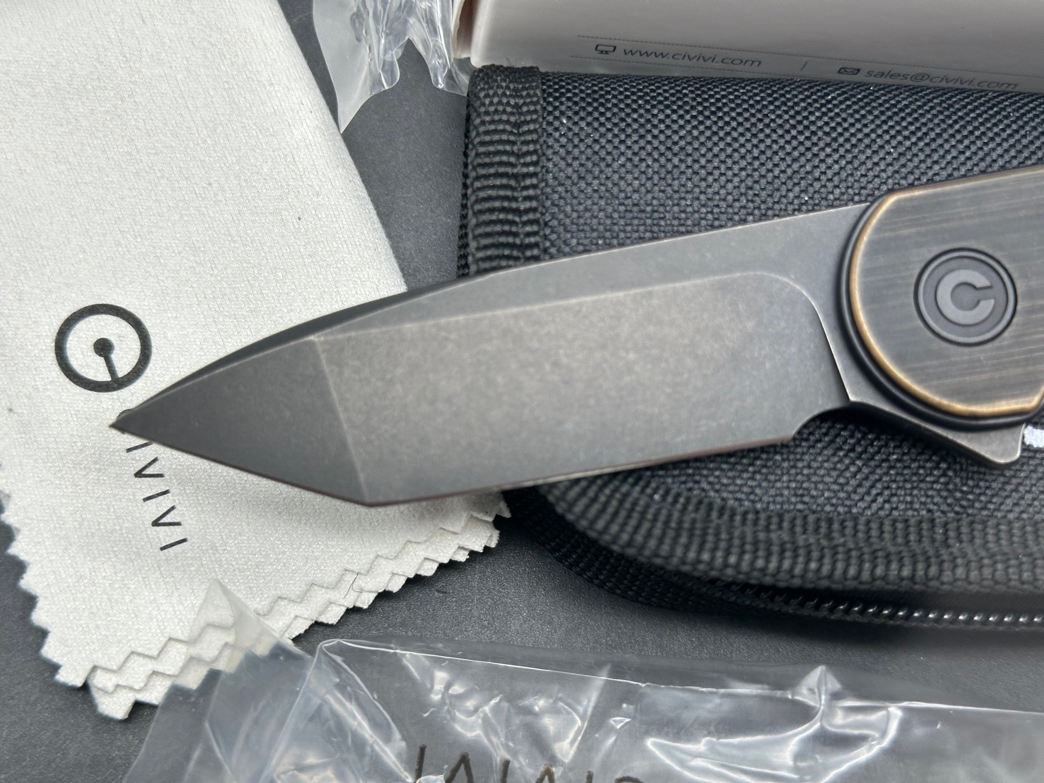 CIVIVI Elementum Liner Lock Knife Brass (2.9" Black Stonewash Tanto)