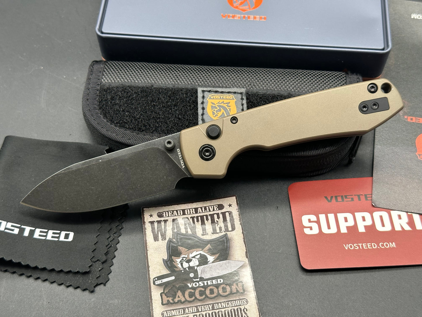 Raccoon - Button Lock Knife (3.25" Nitro-V Blade & Aluminum Handle)