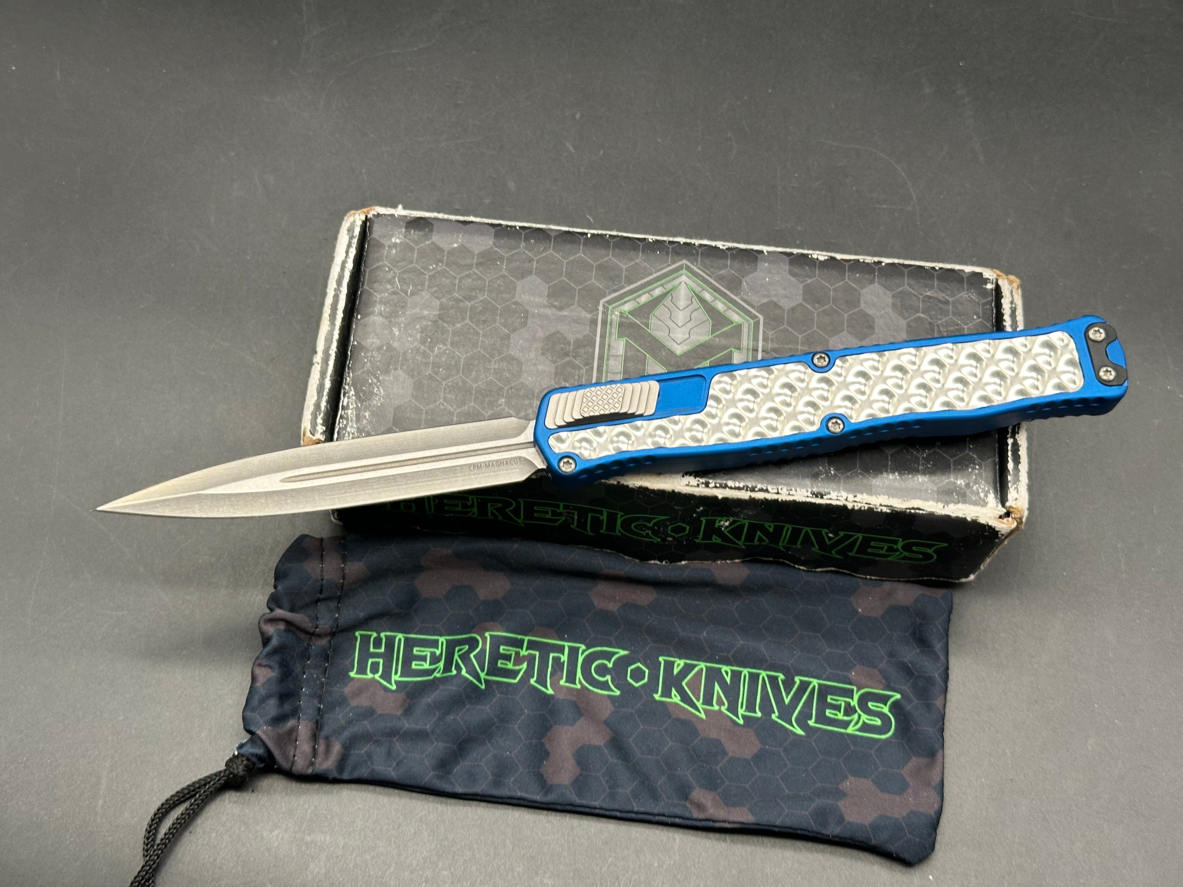 Heretic Cleric II D/E - Blue Aluminum - Stonewashed Stainless Inlay - Stonewashed MagnaCut
