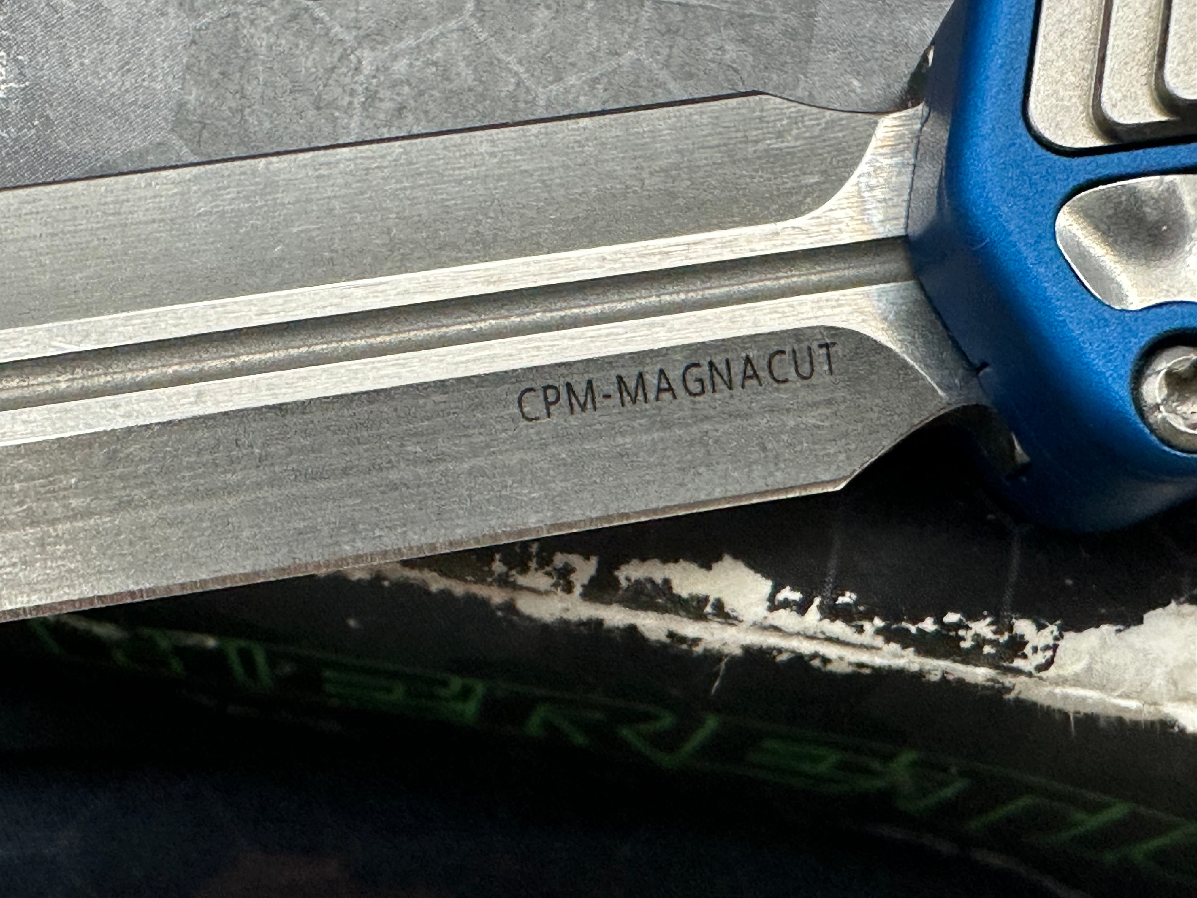 Heretic Cleric II D/E - Blue Aluminum - Stonewashed Stainless Inlay - Stonewashed MagnaCut