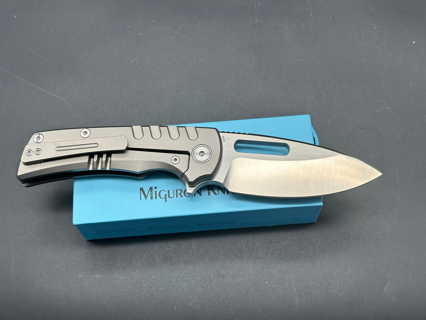 Miguron Arma, 3.75" M390 Blade with Milled Titanium Handle