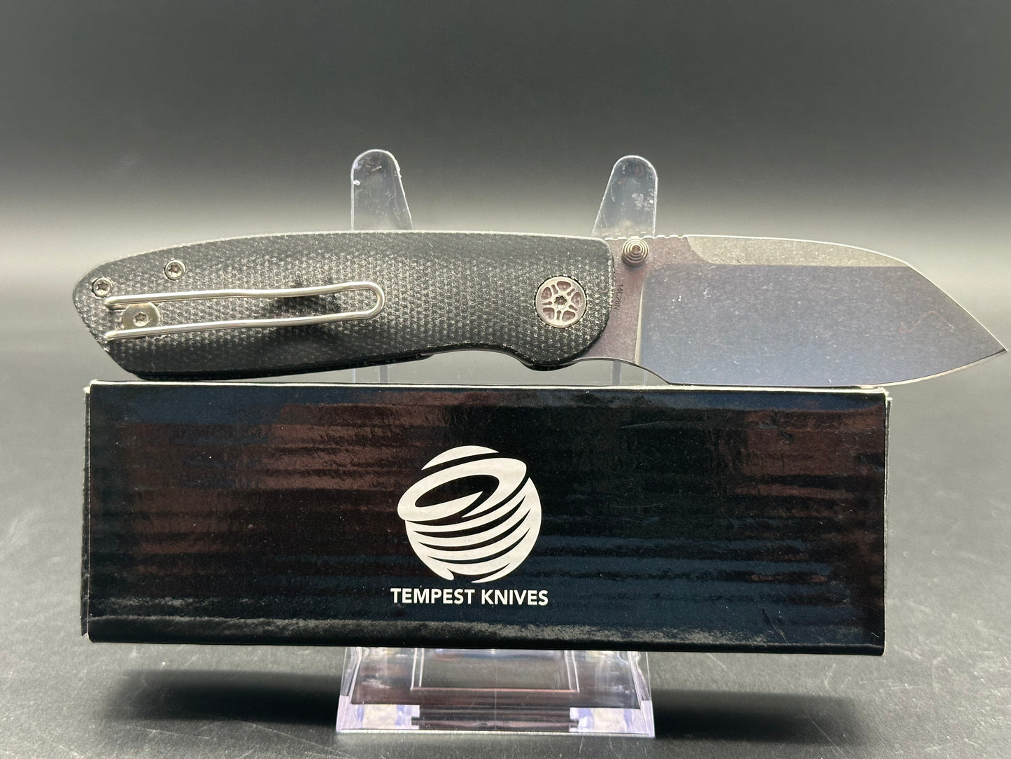 Tempest Microburst, 3" 14C28N Stonewash Blade with Black Micarta Handle