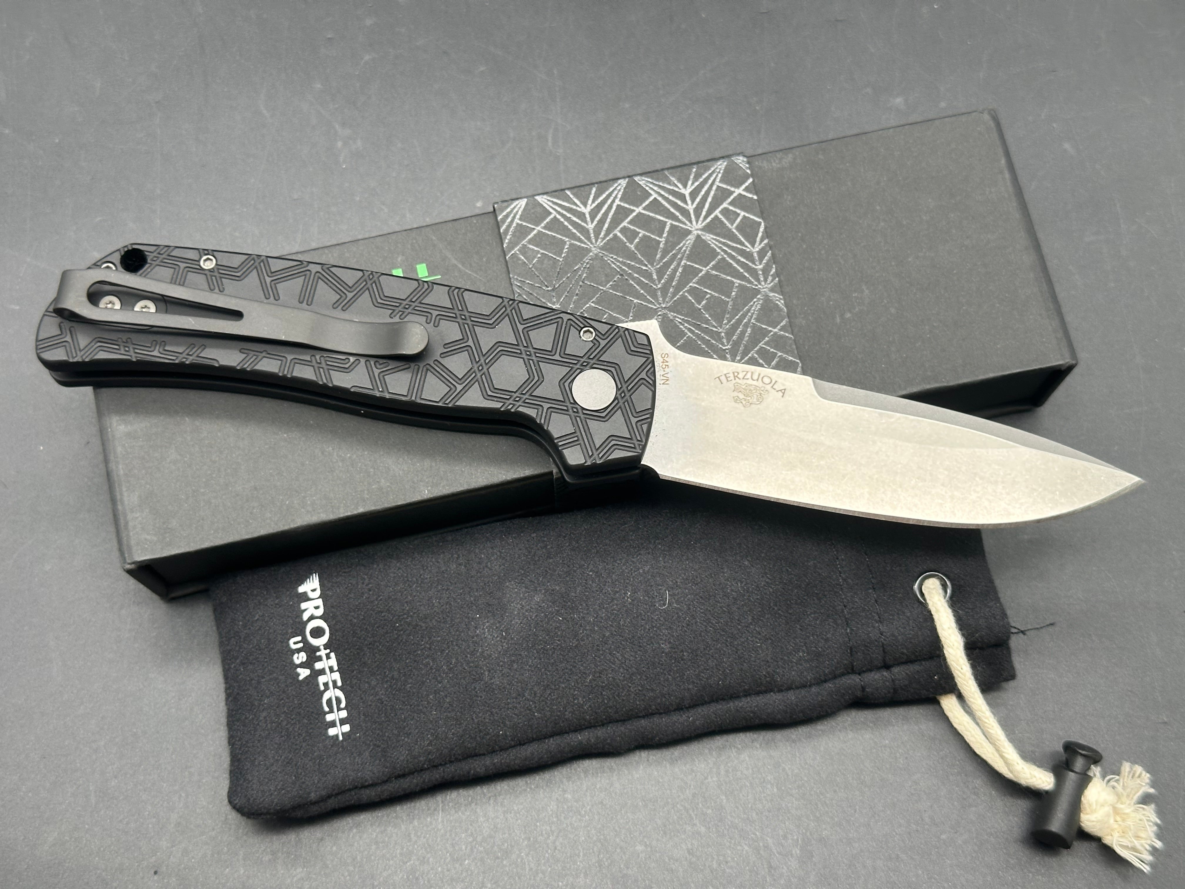 ProTech Terzuola ATCF Automatic Knife Black Traffic Pattern (3.5" SW S45VN)