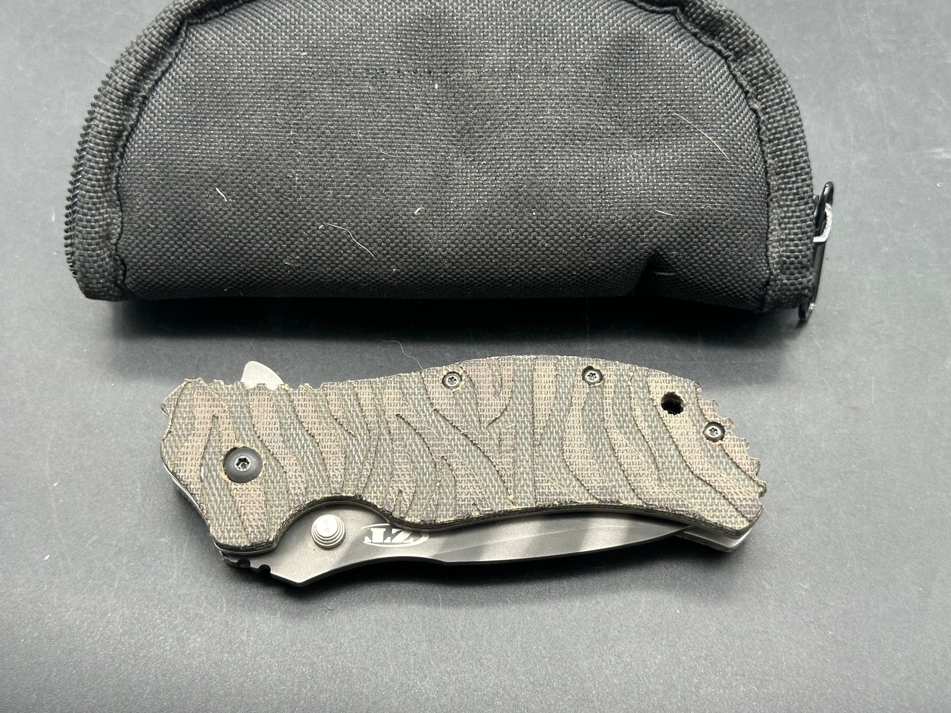 ZERO TOLERANCE ZT 0350 TS WITH TIGER STRIPE MICARTA  CPM S30V STEEL  CUSTOM  SCALES