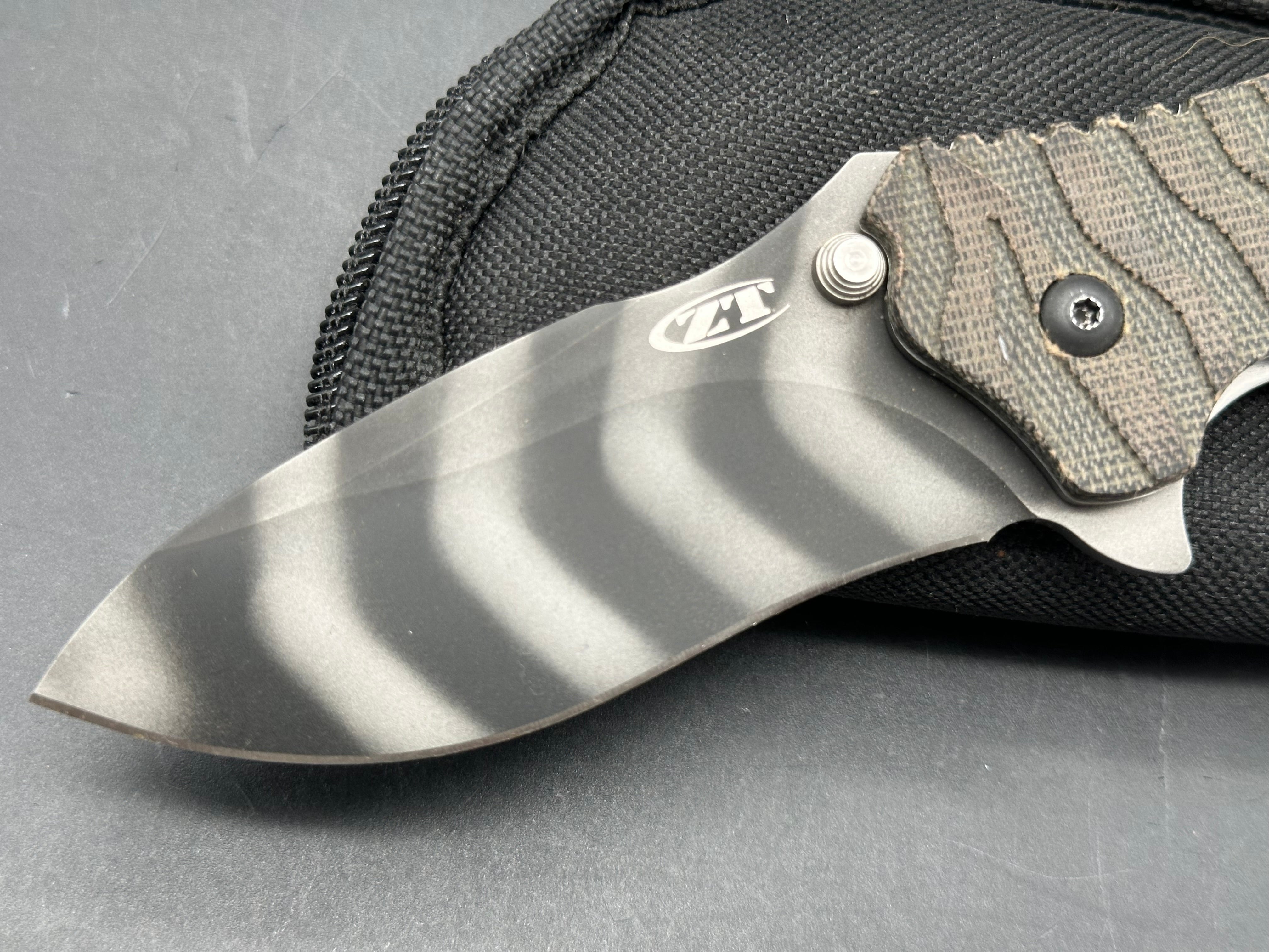 ZERO TOLERANCE ZT 0350 TS WITH TIGER STRIPE MICARTA  CPM S30V STEEL  CUSTOM  SCALES
