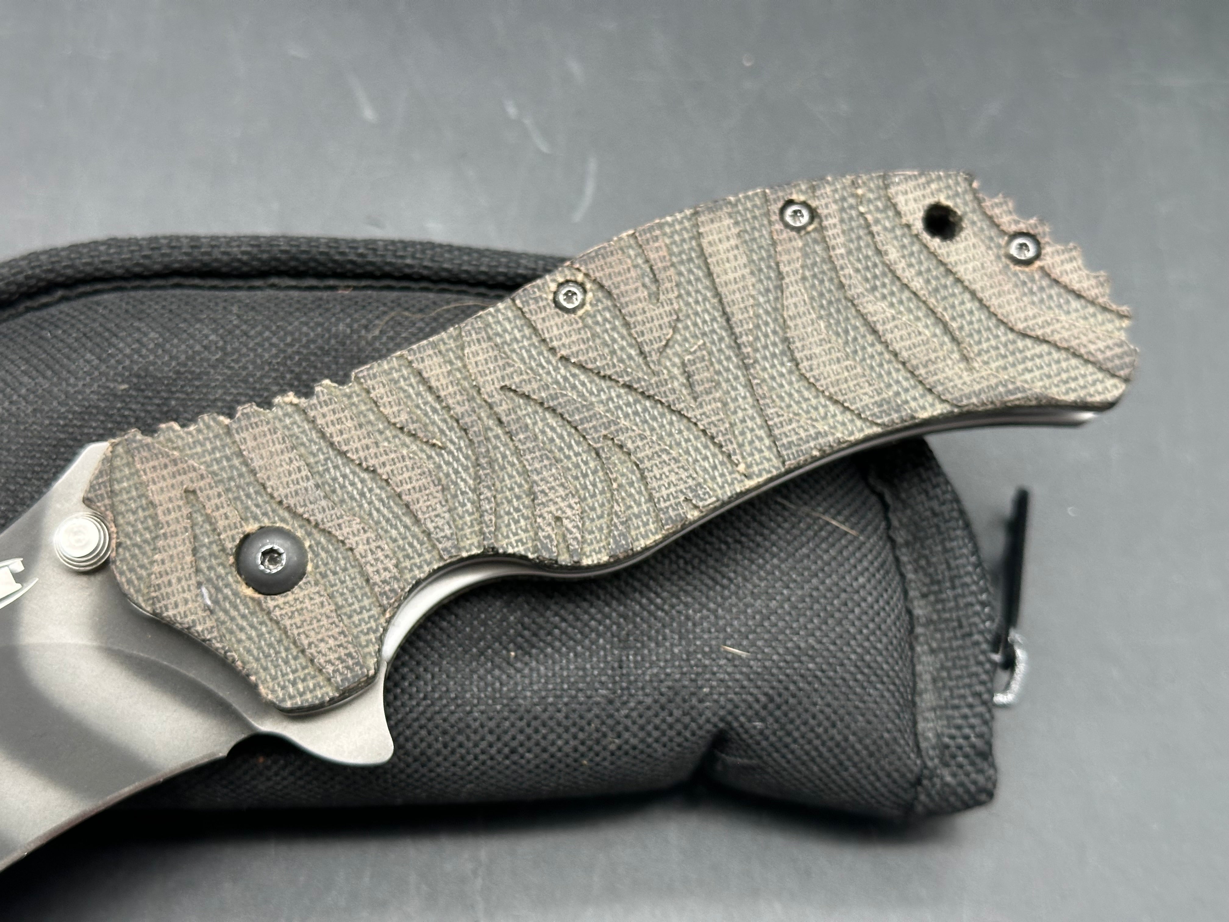 ZERO TOLERANCE ZT 0350 TS WITH TIGER STRIPE MICARTA  CPM S30V STEEL  CUSTOM  SCALES