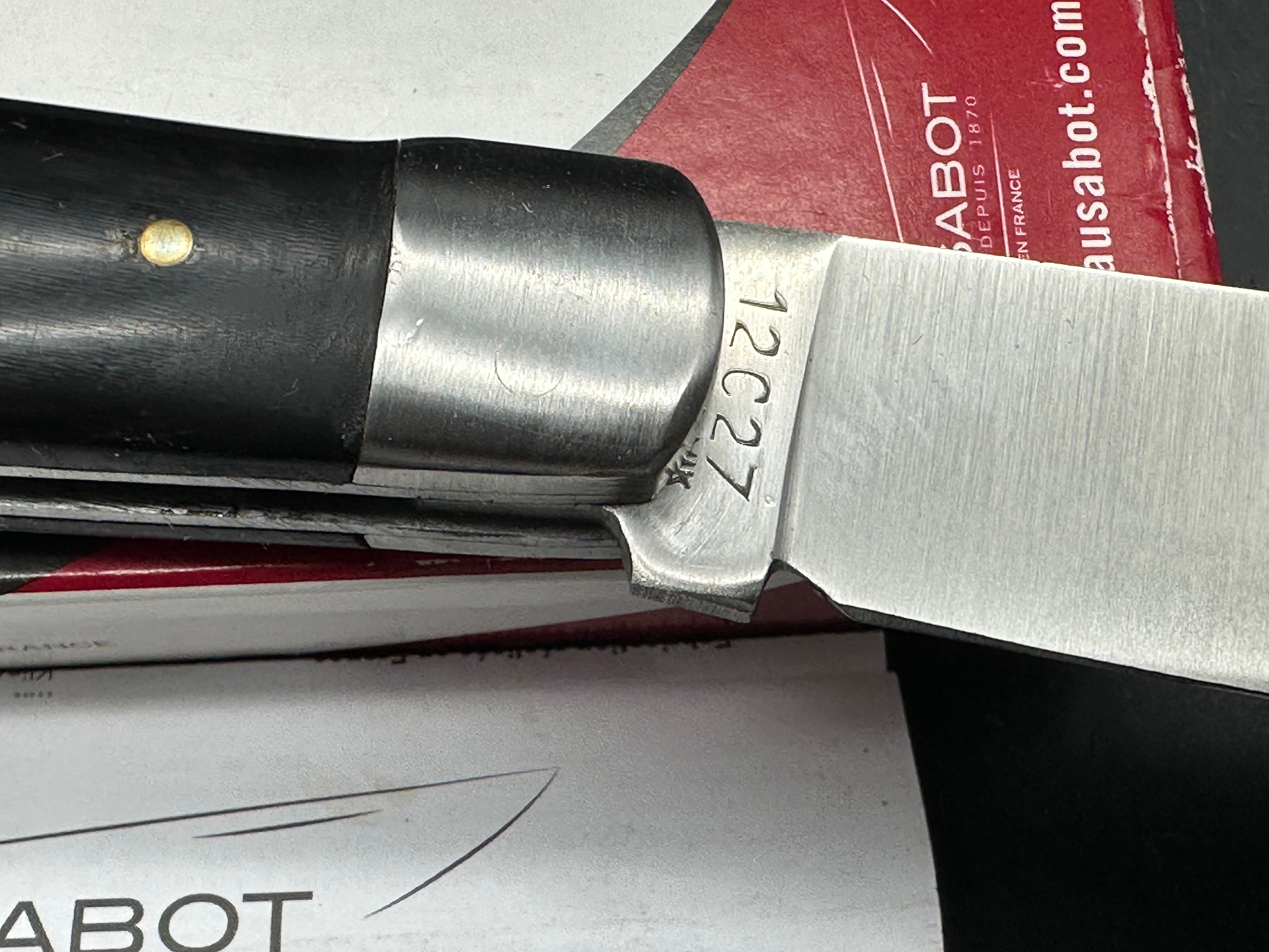 AU SABOT ANCHOR KNIFE 12C27 SHEEPSFOOT STEEL BLADE HORN HANDLE