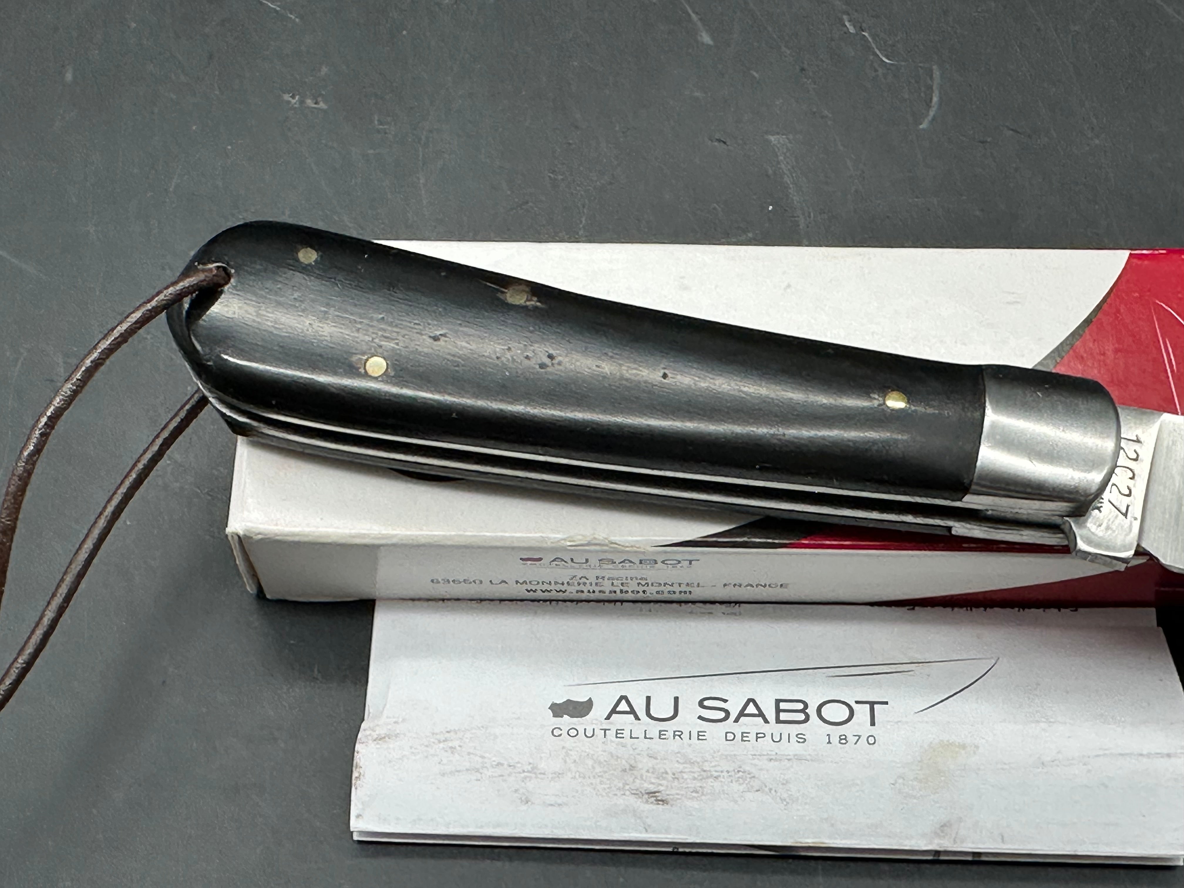 AU SABOT ANCHOR KNIFE 12C27 SHEEPSFOOT STEEL BLADE HORN HANDLE