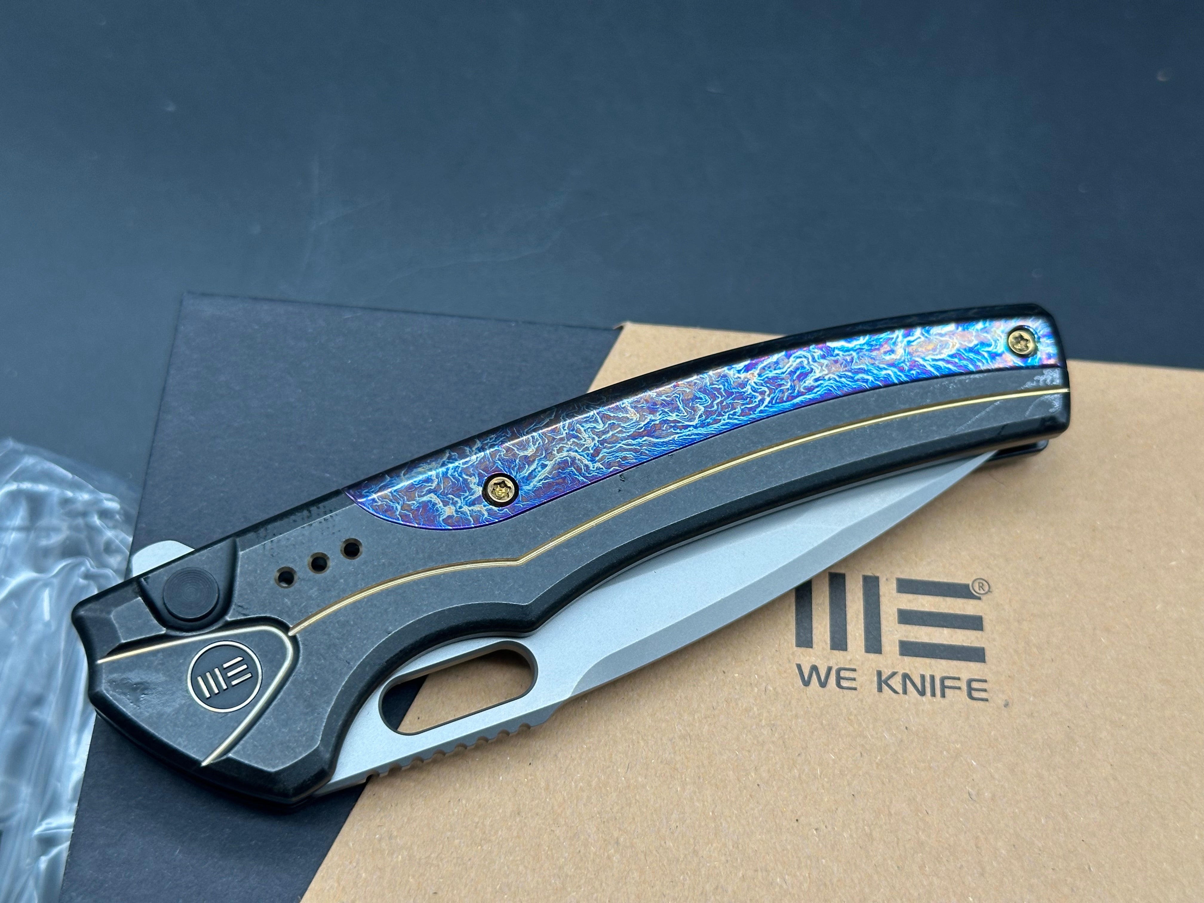 WE Knife Co. Exciton #130/265 Limited Edition Knife Black Gold Titanium (3.7" BB)