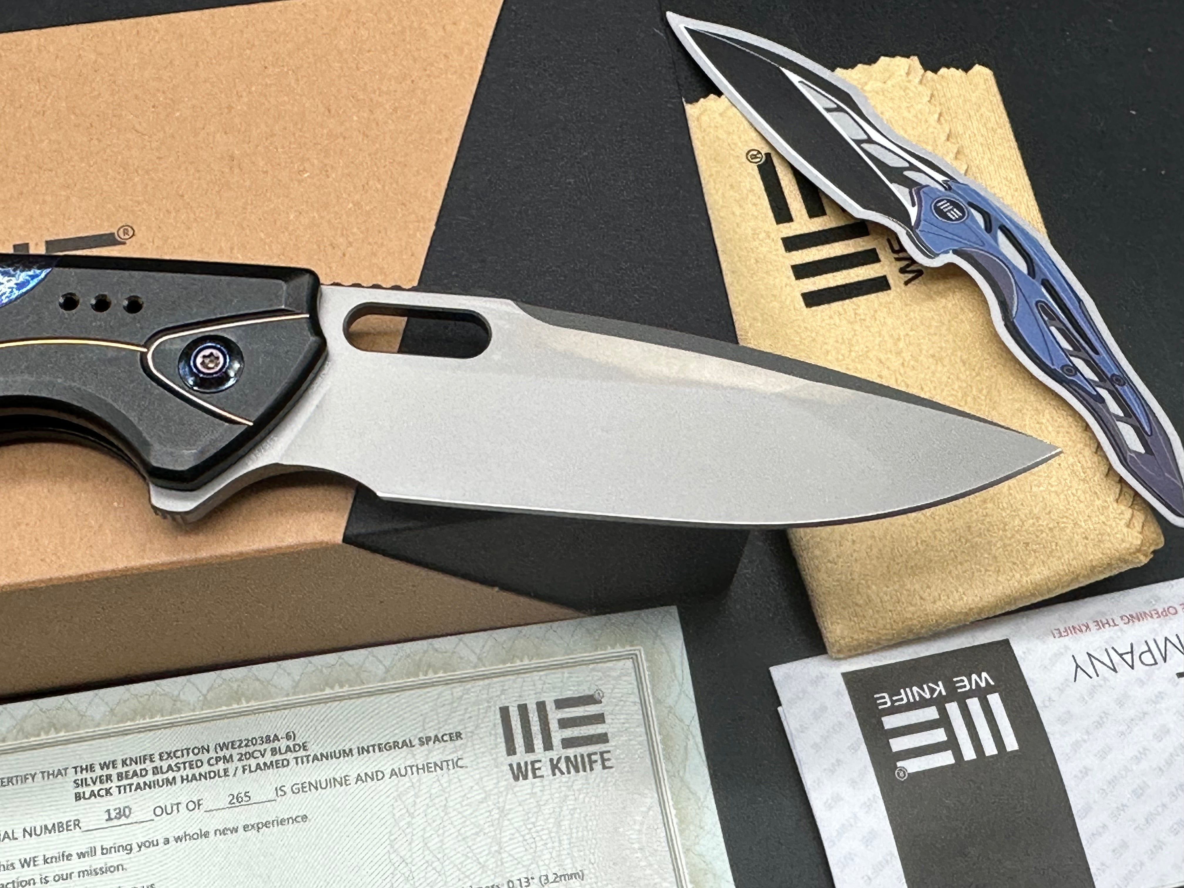 WE Knife Co. Exciton #130/265 Limited Edition Knife Black Gold Titanium (3.7" BB)