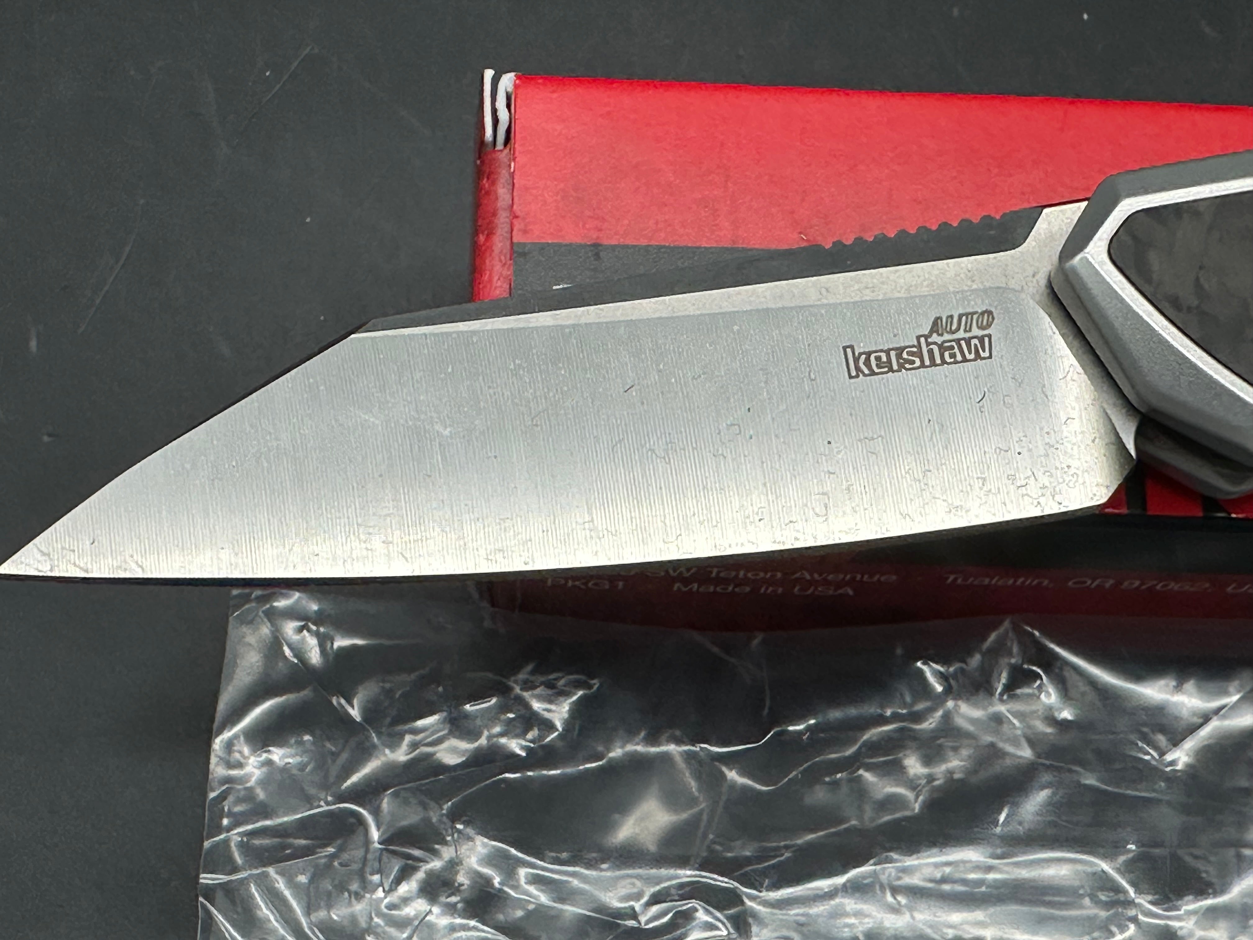 Kershaw Launch 20 MagnaCut Automatic Knife Raw Aluminum + CF (3" Satin)