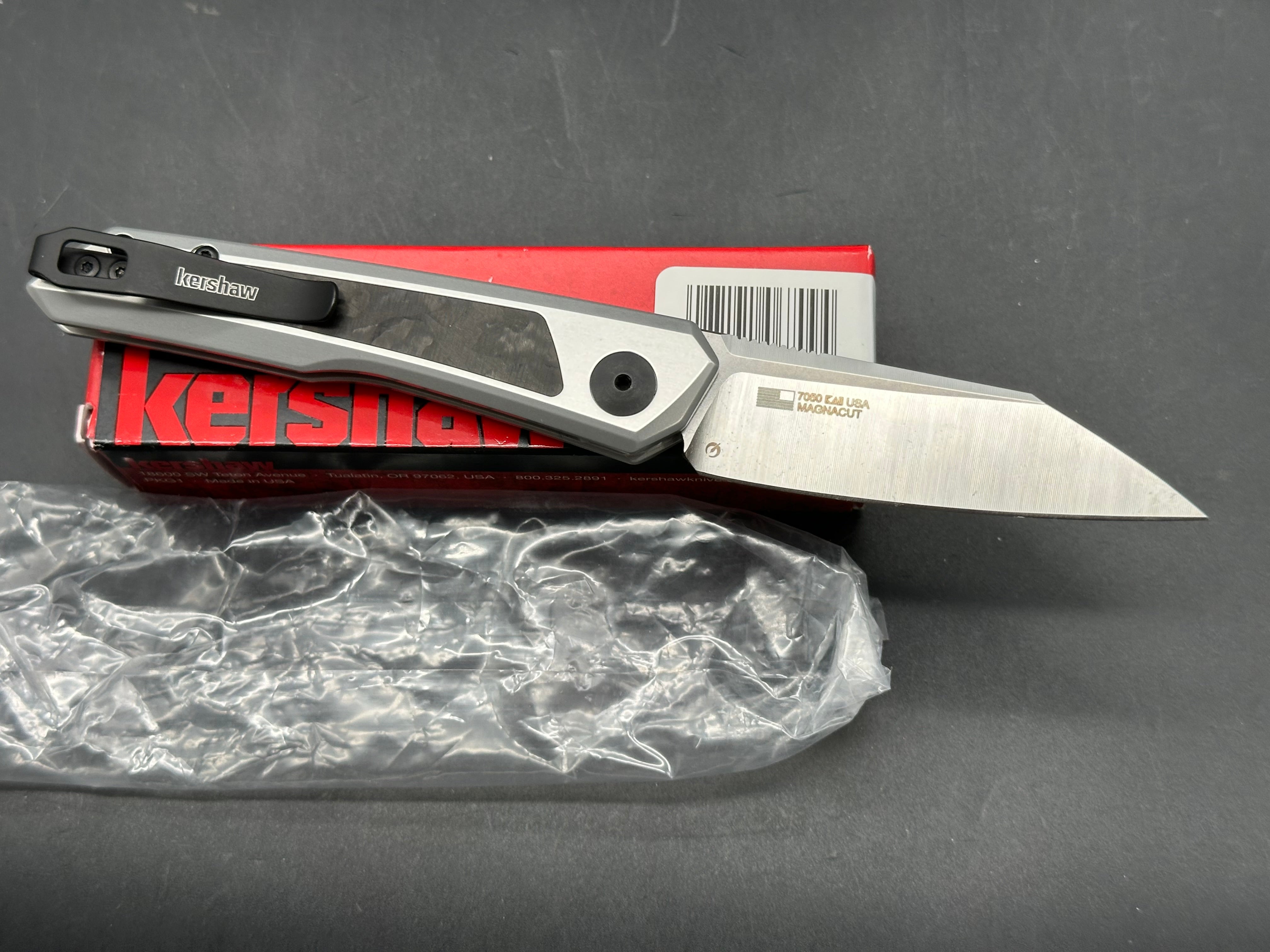 Kershaw Launch 20 MagnaCut Automatic Knife Raw Aluminum + CF (3" Satin)