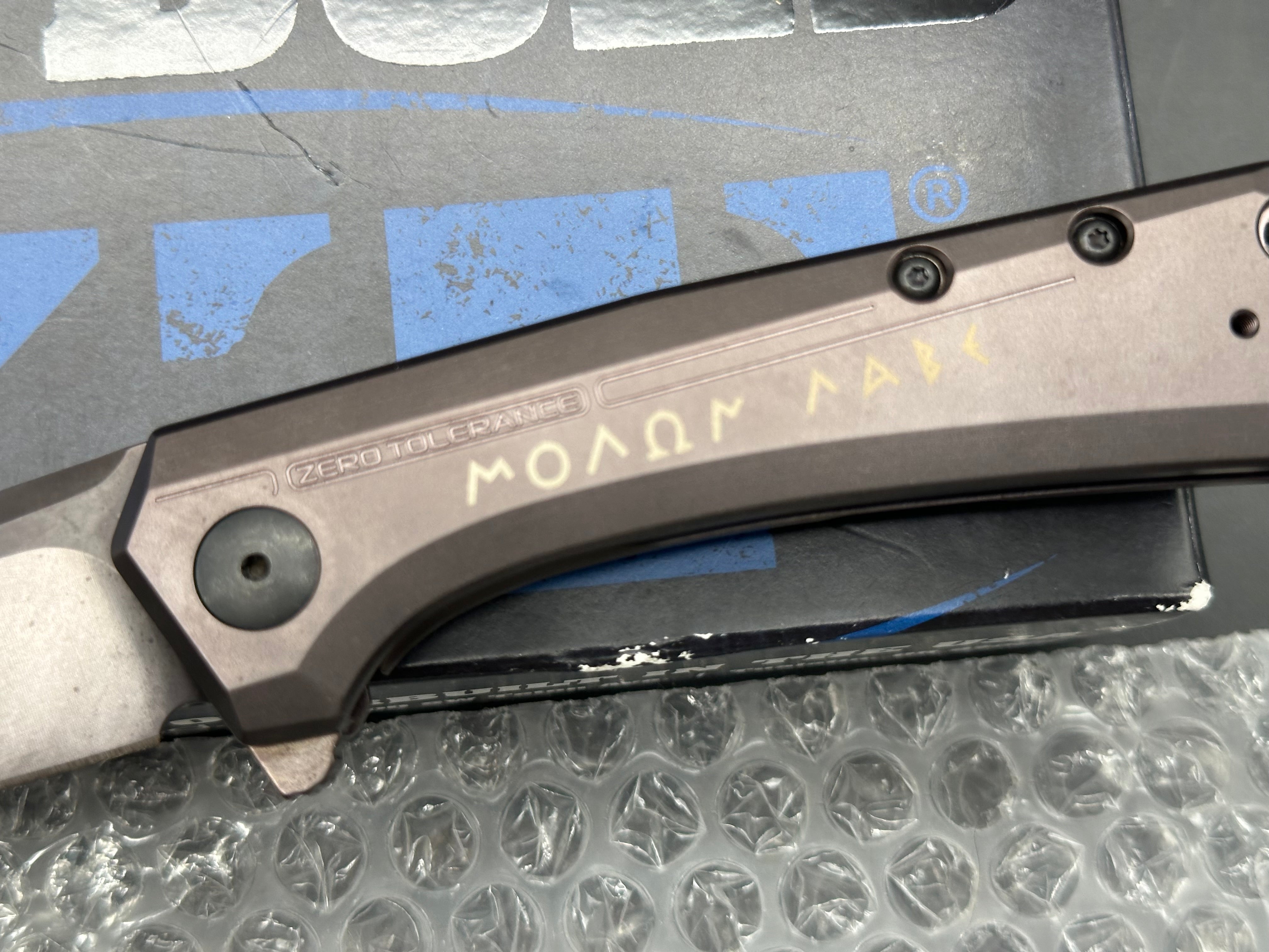 Zero Tolerance ZT 0808 SPRINT RUN MOLON LABE BRONZE TITANIUM HANDLE  3.25" BLADE S35VN