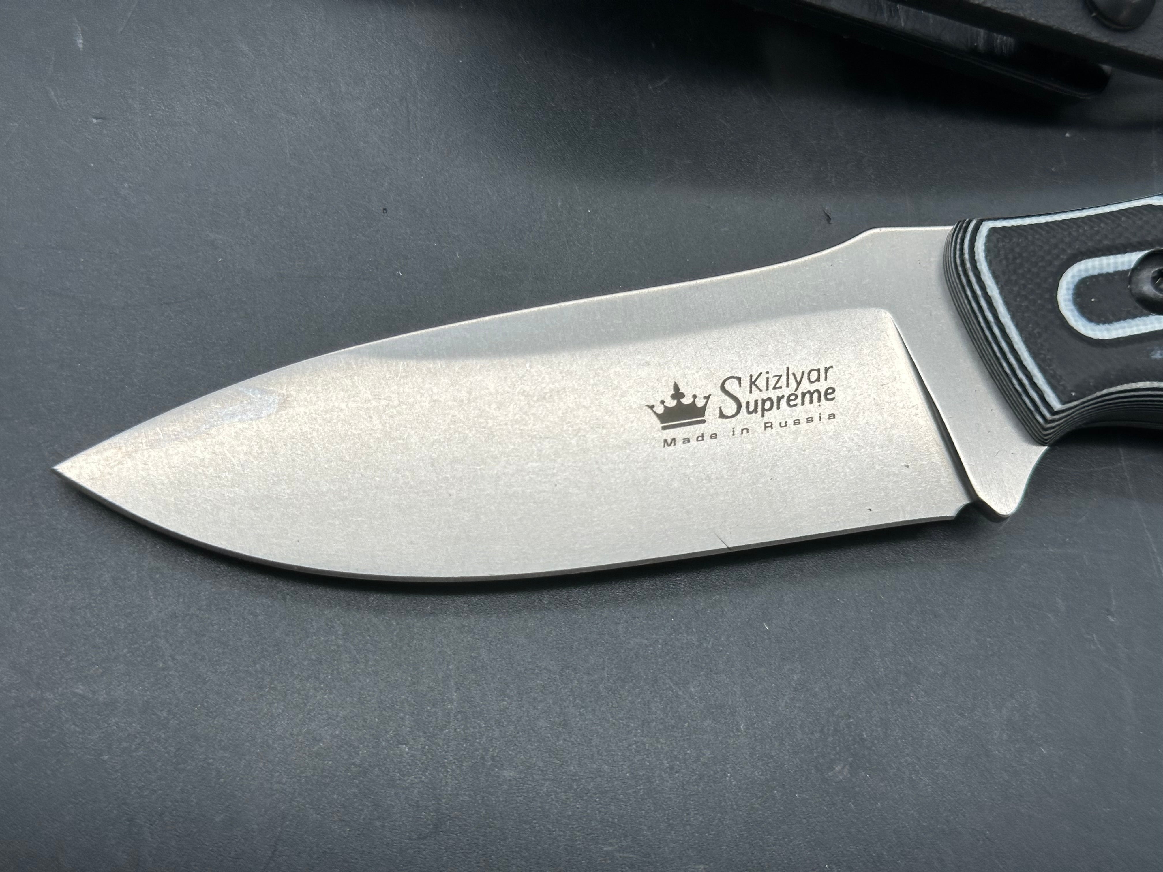 KIZLAR SUPREME URBAN FIXED BLADE D2 STEEL WITH SHEATH LAYERD GIO SCALES  3.75 INCH BLADE