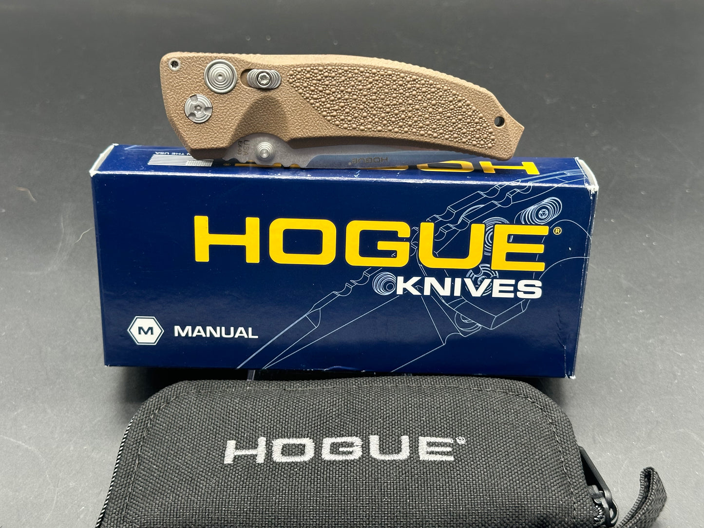 Hogue EX-A03 Elishewitz Design manual Folding Knife 3.5" 154CM Drop Point Blade, Matte Brown Polymer Handles