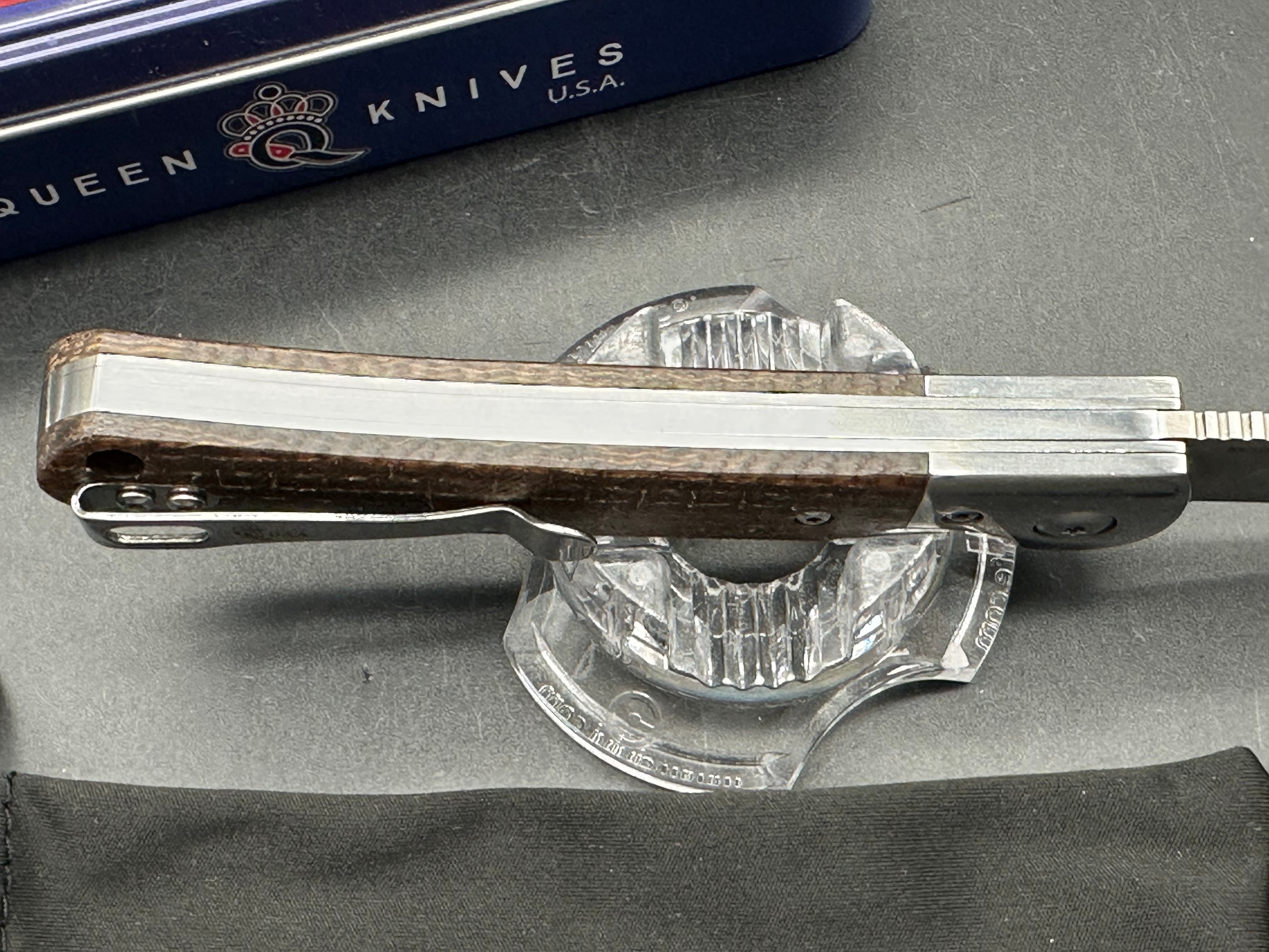 Queen knives #84 pattern/ micarta scales 3.25 inch blade 8.25 overall length M390 blade pocket clip