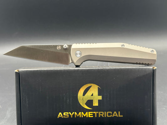 B'yond EDC Asymmetrical Dirk Pinkerton Contact Folding Knife 3.25" S35VN Satin Wharncliffe Blade, Titanium Handles, Frame Lock - ASM2101-BR