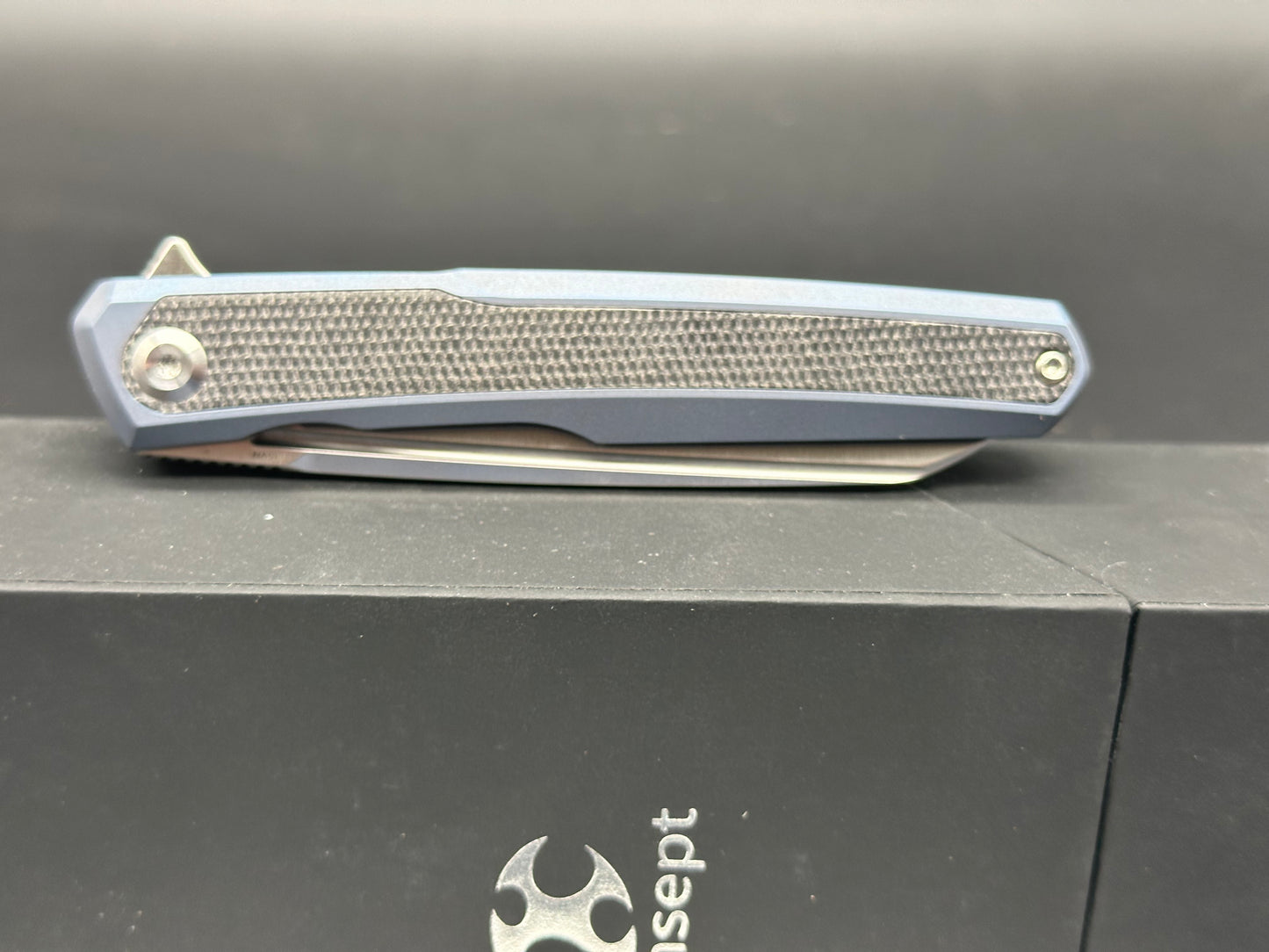 Kansept Knives Arcus Frame Lock Knife Blue Ti/Black Micarta (3.4" Satin)