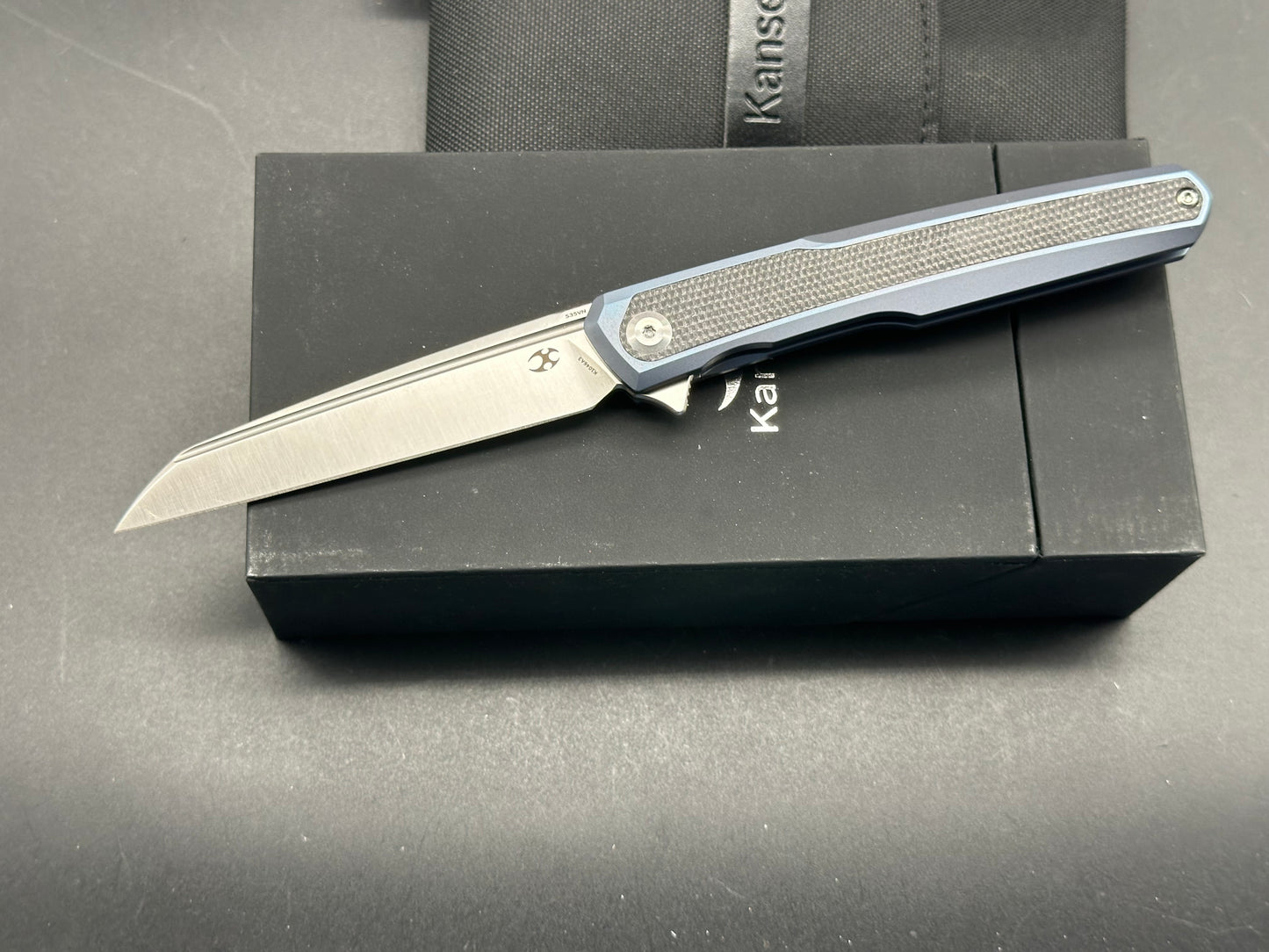 Kansept Knives Arcus Frame Lock Knife Blue Ti/Black Micarta (3.4" Satin)