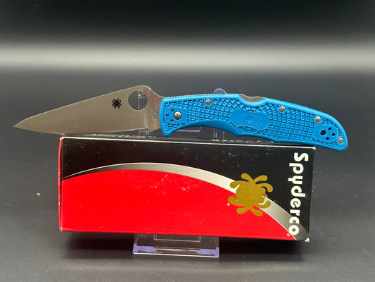 Spyderco Endura 4 Knife Flat Ground Blue FRN (3.75" Satin Plain) C10FPBL